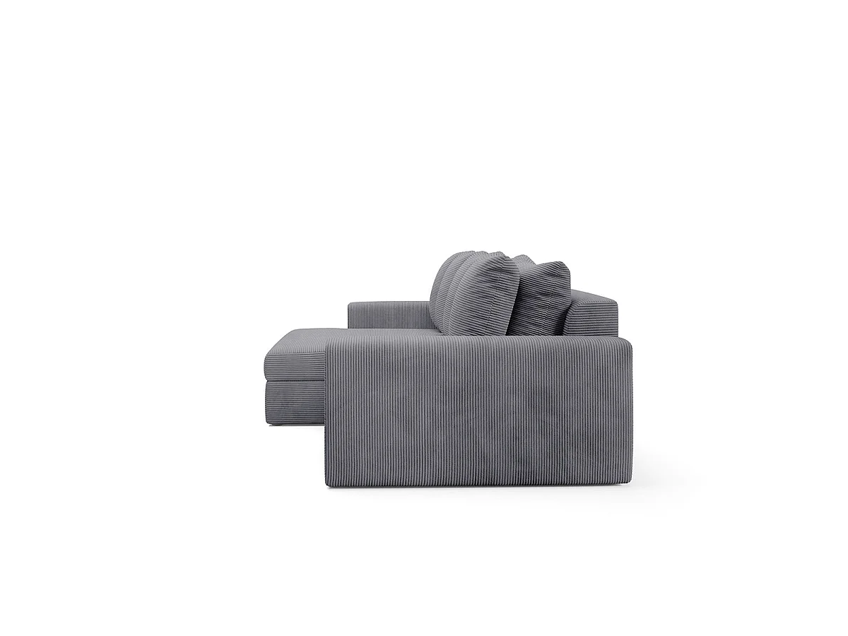 Canapé d'angle gauche convertible 3 places avec coffre en tissu gris clair PAOLA