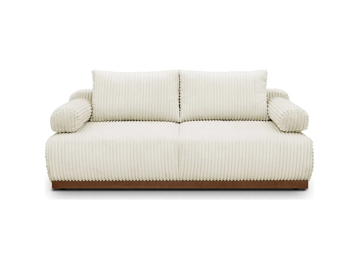 Canapé convertible 3 places avec coffre de rangement en velours gros côtelé beige - ouverture rapide - Auteuil