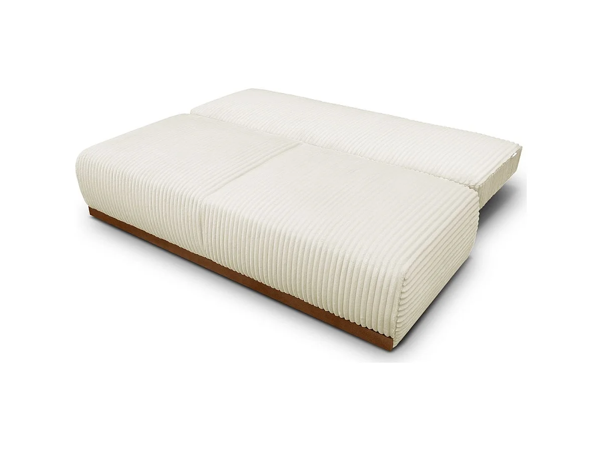 Canapé convertible 3 places avec coffre de rangement en velours gros côtelé beige - ouverture rapide - Auteuil