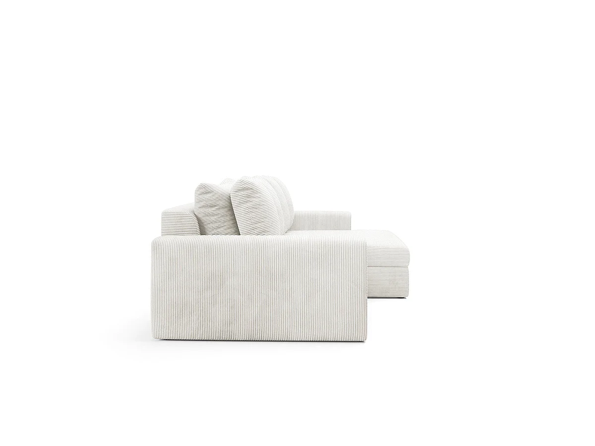 Canapé d'angle droit convertible 3 places avec coffre en tissu blanc PAOLA