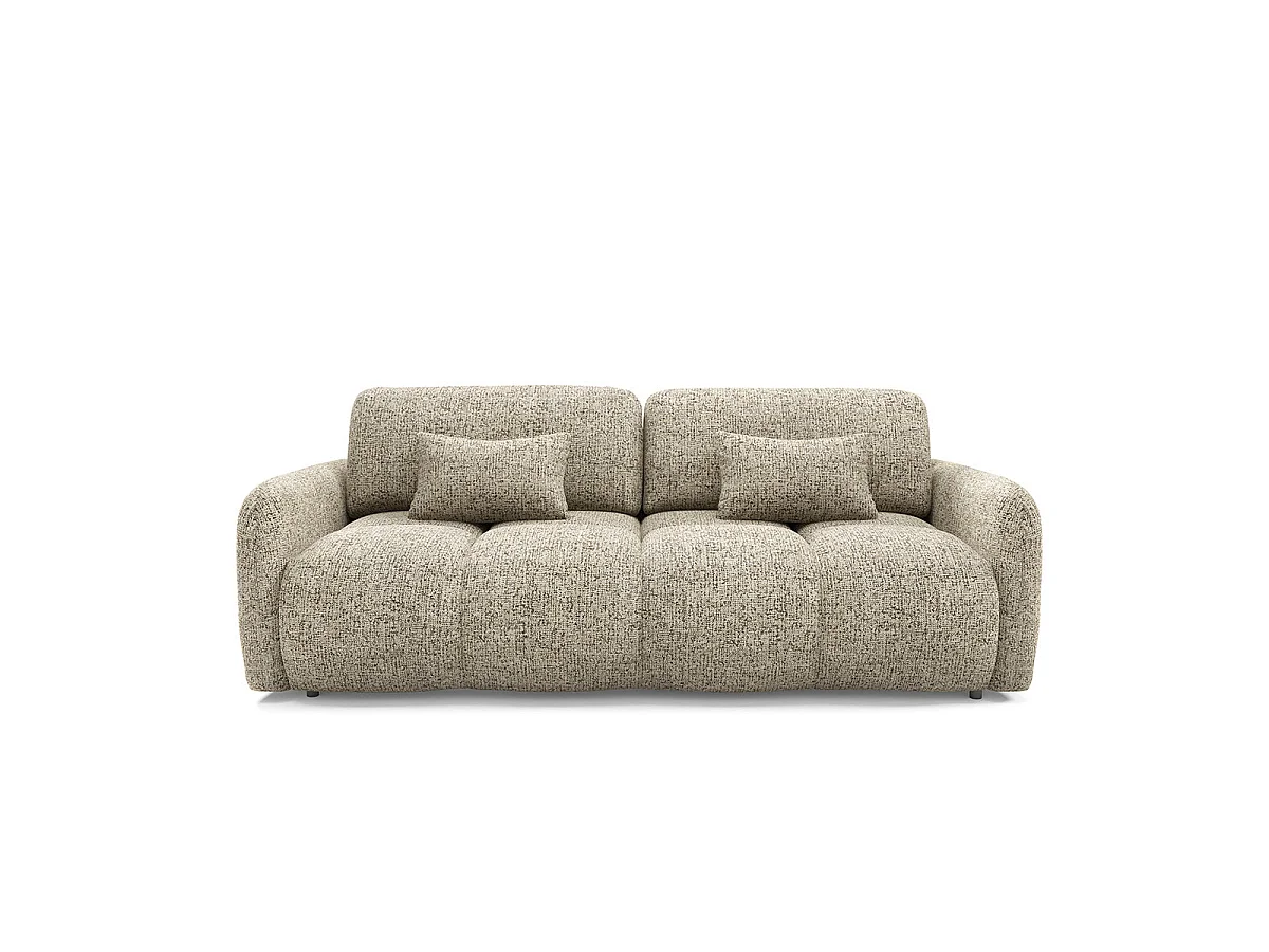 Canapé convertible 3 places avec coffre en tissu chiné beige VITTORIA