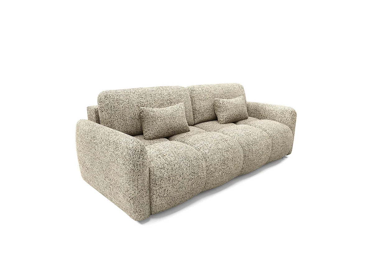 Canapé convertible 3 places avec coffre en tissu chiné beige VITTORIA