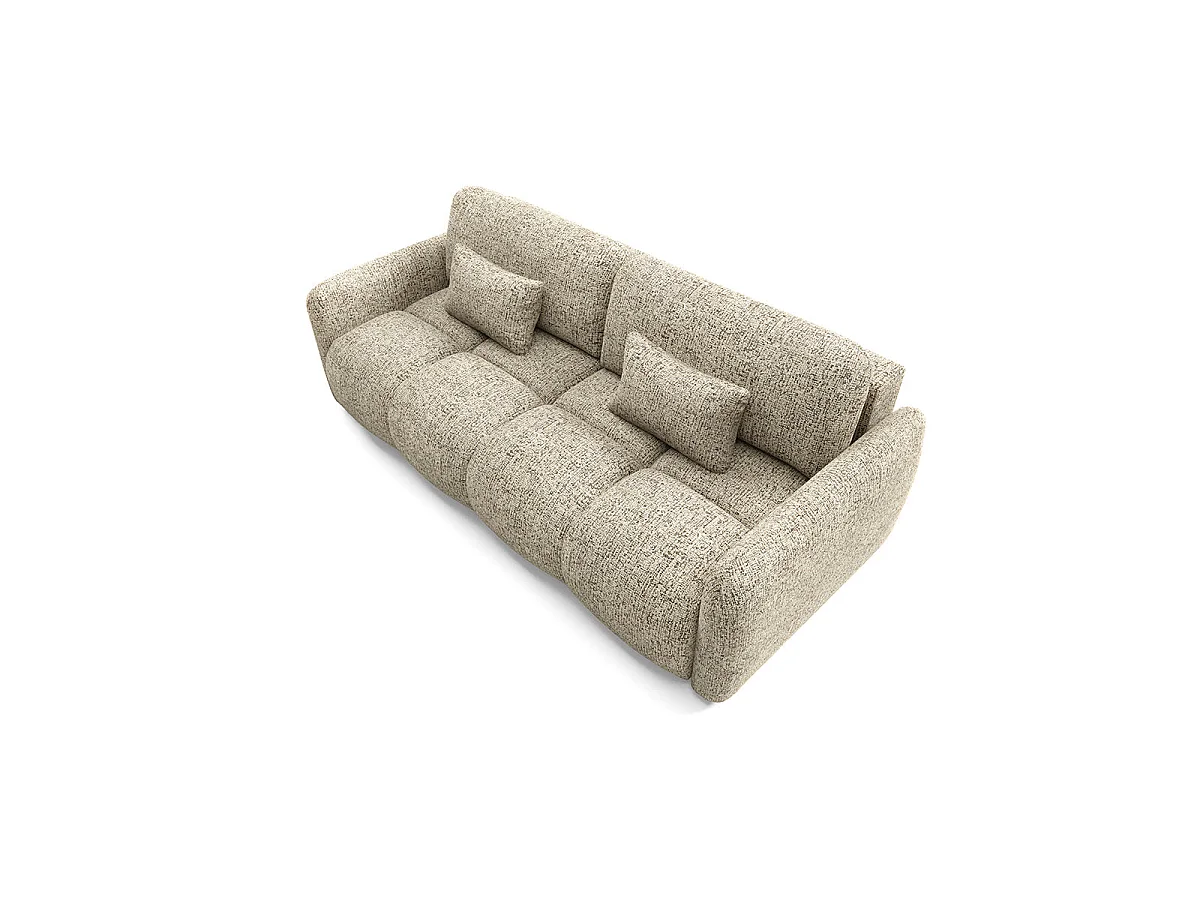 Canapé convertible 3 places avec coffre en tissu chiné beige VITTORIA