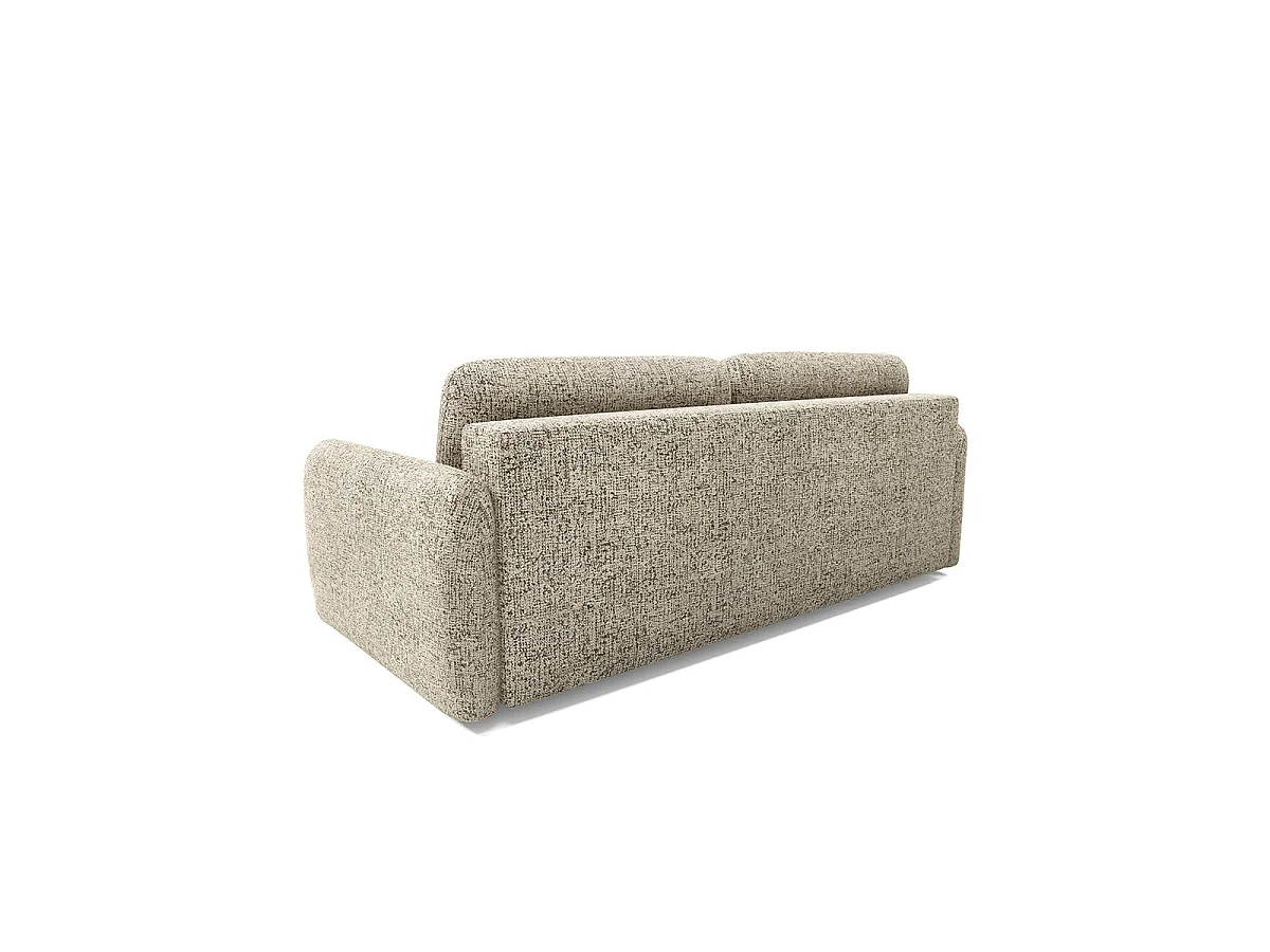 Canapé convertible 3 places avec coffre en tissu chiné beige VITTORIA