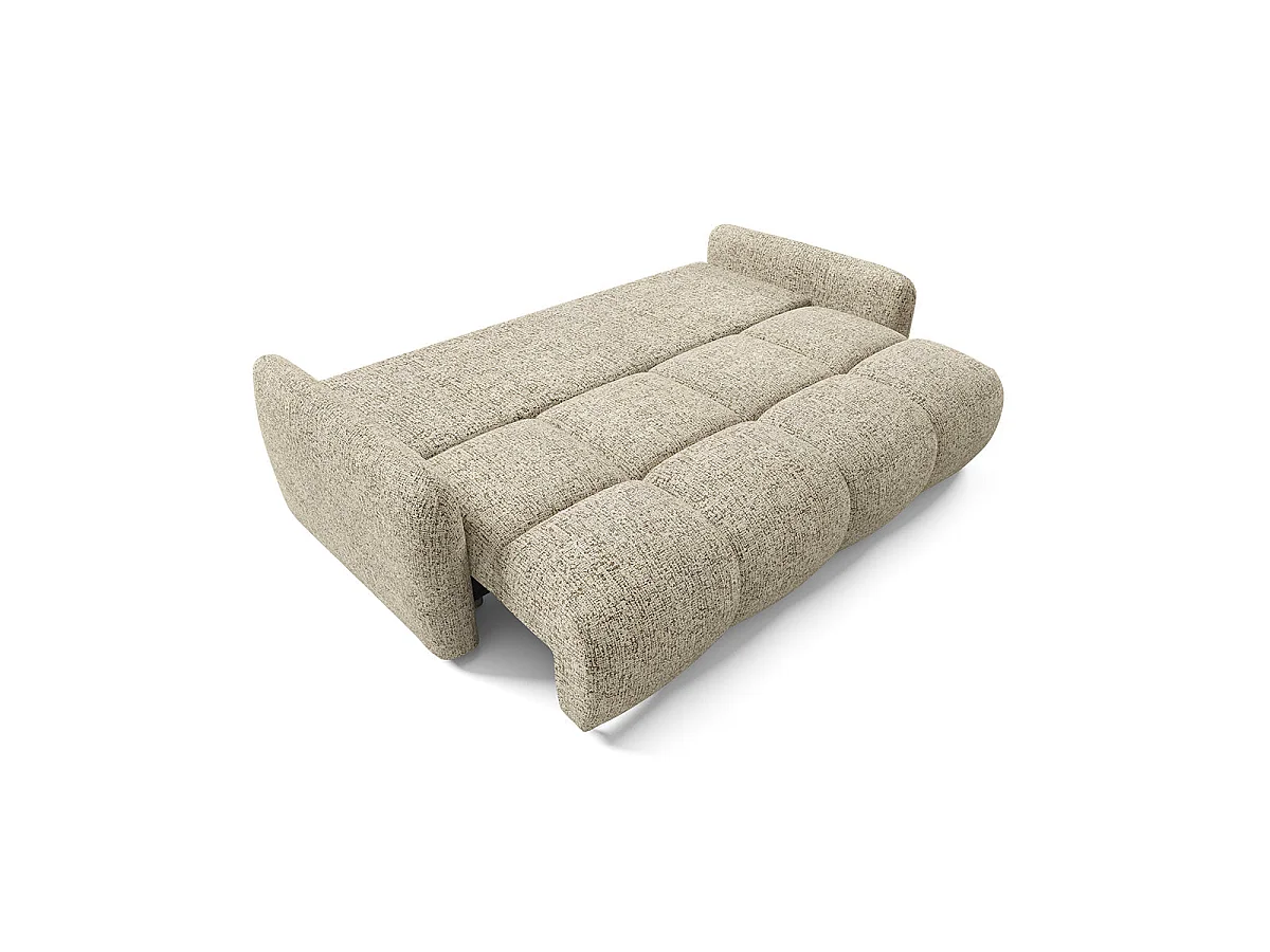 Canapé convertible 3 places avec coffre en tissu chiné beige VITTORIA