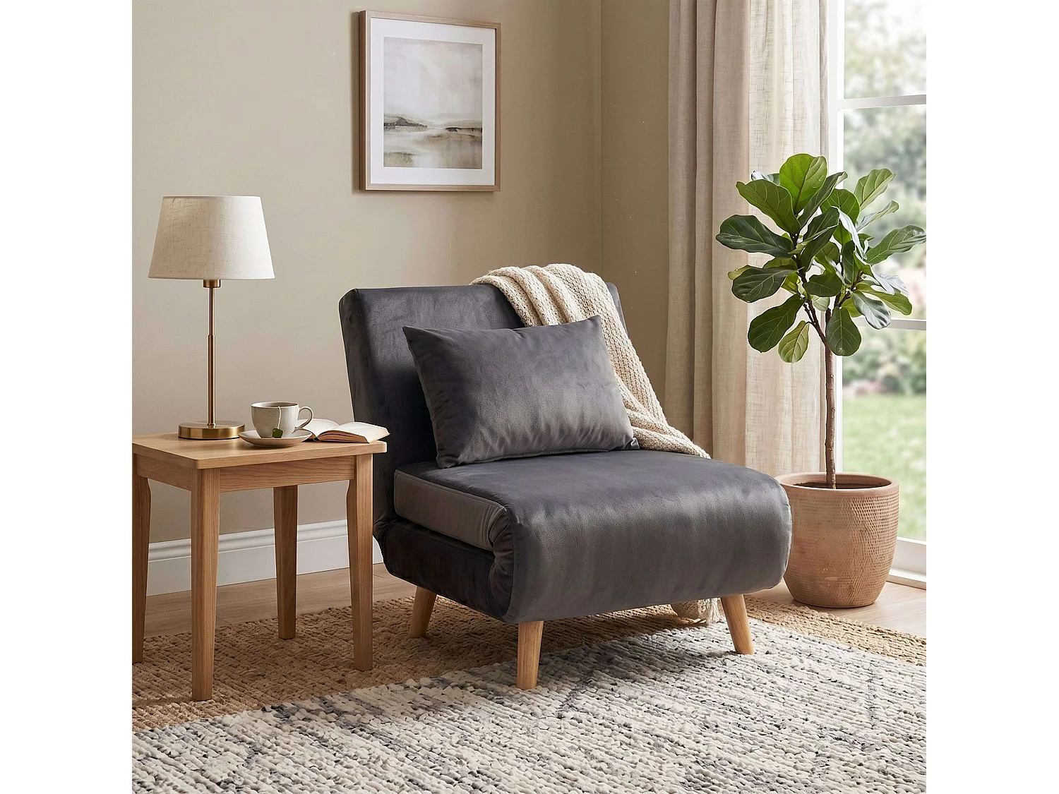 Sillón cama Nórdic Lite Gris Oscuro 76x183 cm