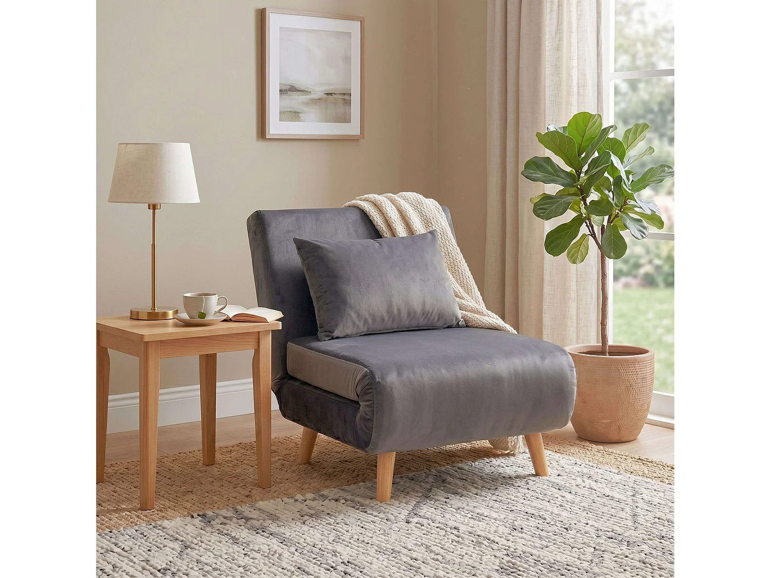 Sillón cama Nórdic Lite Gris Oscuro 76x183 cm