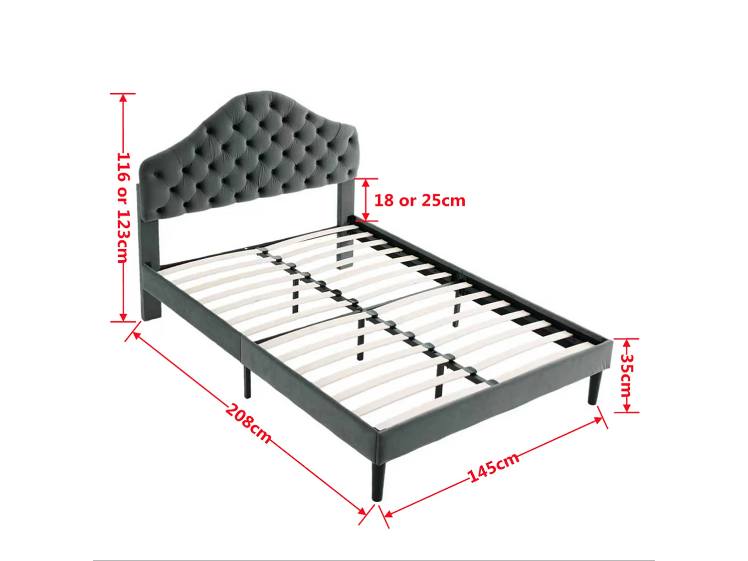 Lit adulte 140x200 cm avec tête de lit réglable, sommier à lattes en bois, en velours, beige, sans matelas