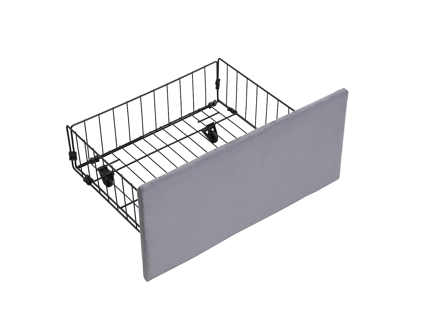 Lit coffre 140x200 cm avec 3 tiroirs et tête de lit réglable, en velours, gris, sans matelas