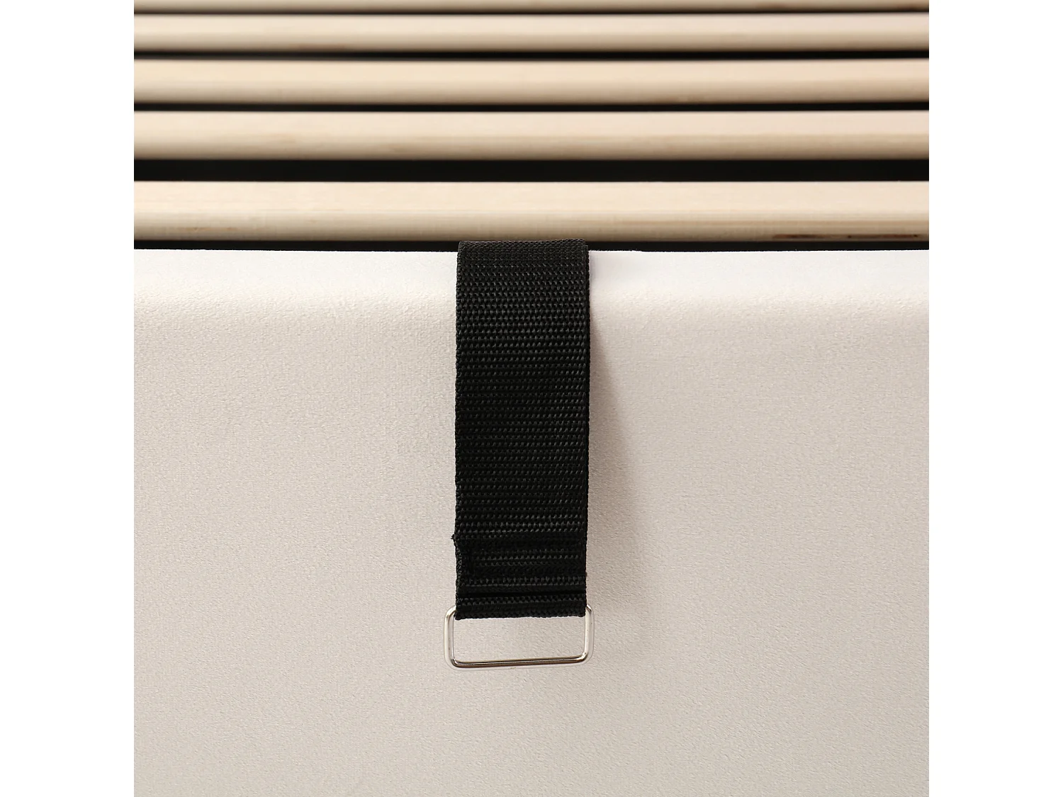 Lit coffre pour enfant 140x200 cm avec rangement hydraulique, tête de lit, en velours, beige, sans matelas