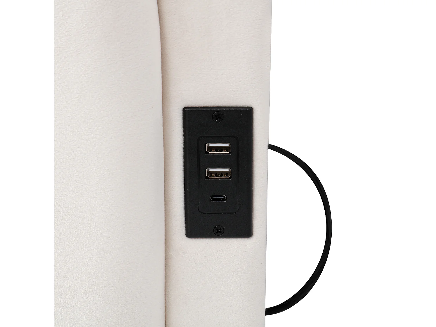 Lit coffre 140x190 cm avec rangement hydraulique, ports USB et Type-C, en velours, beige, sans matelas
