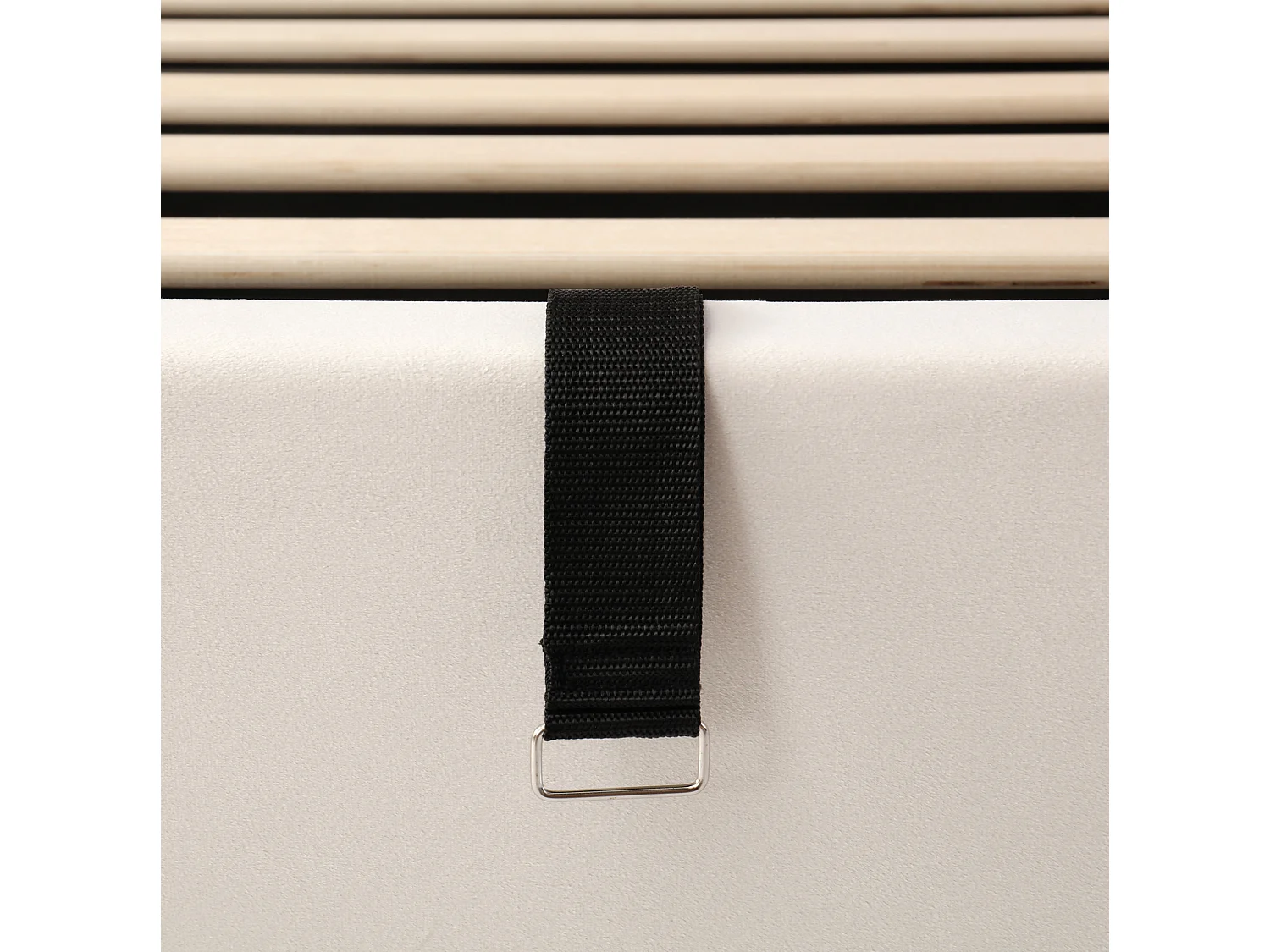 Lit coffre pour enfant 140x200 cm avec rangement hydraulique, tête de lit, en velours, beige, matelas inclus