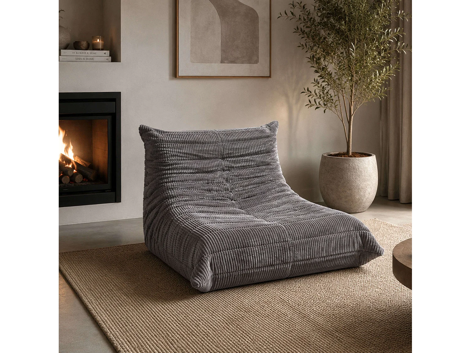Puff sillón Cloud gris oscuro tela espuma alta densidad