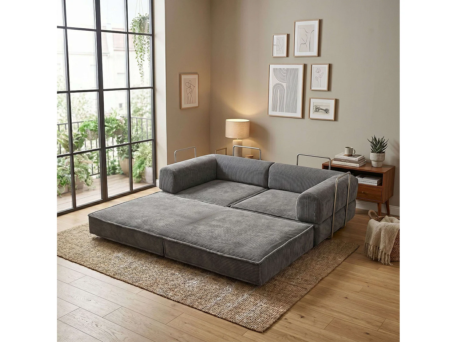 Sofá-cama Relax Nest, 2 lugares, cinza escuro, 182 cm