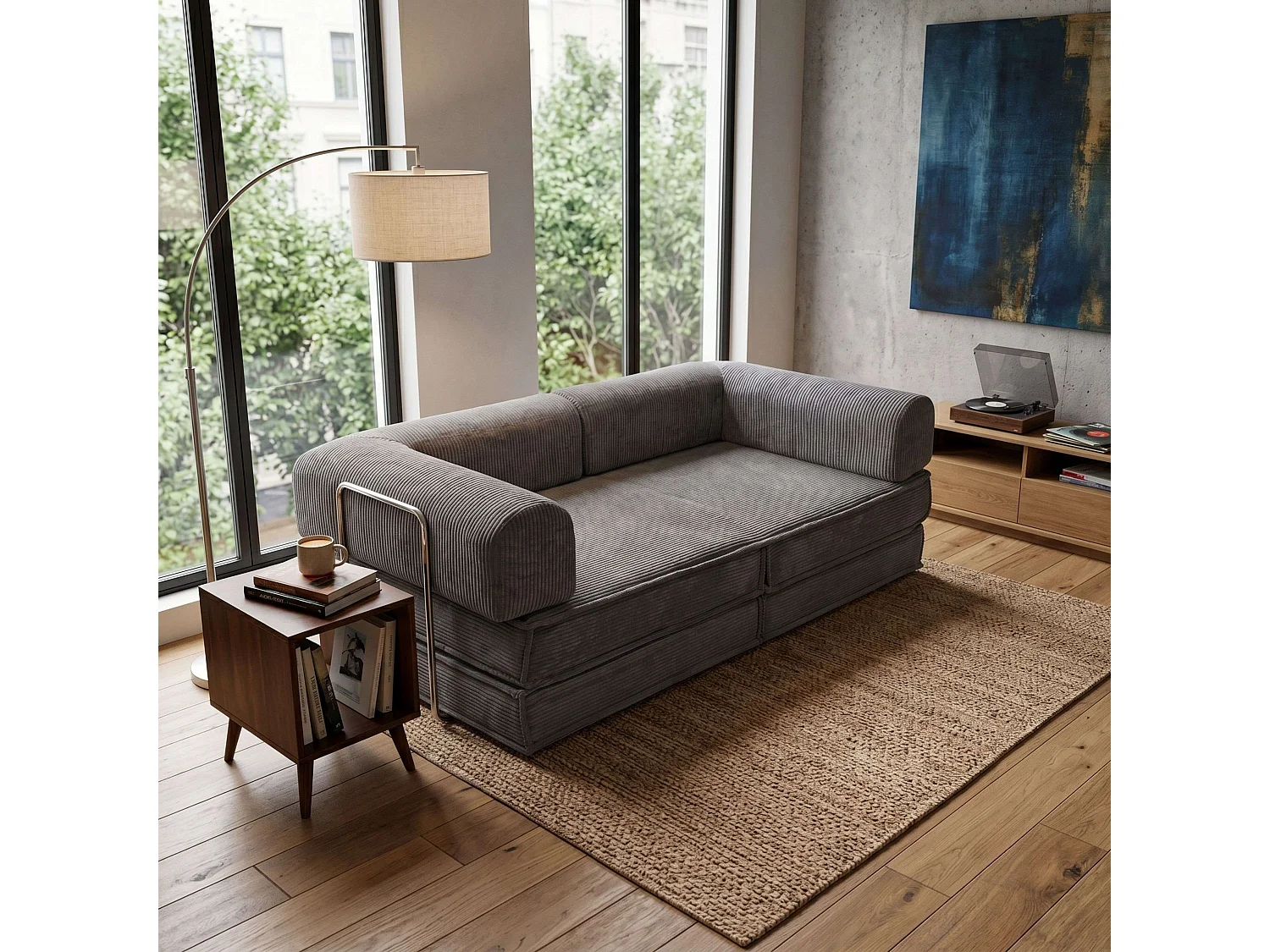 Sofá-cama Relax Nest, 2 lugares, cinza escuro, 182 cm