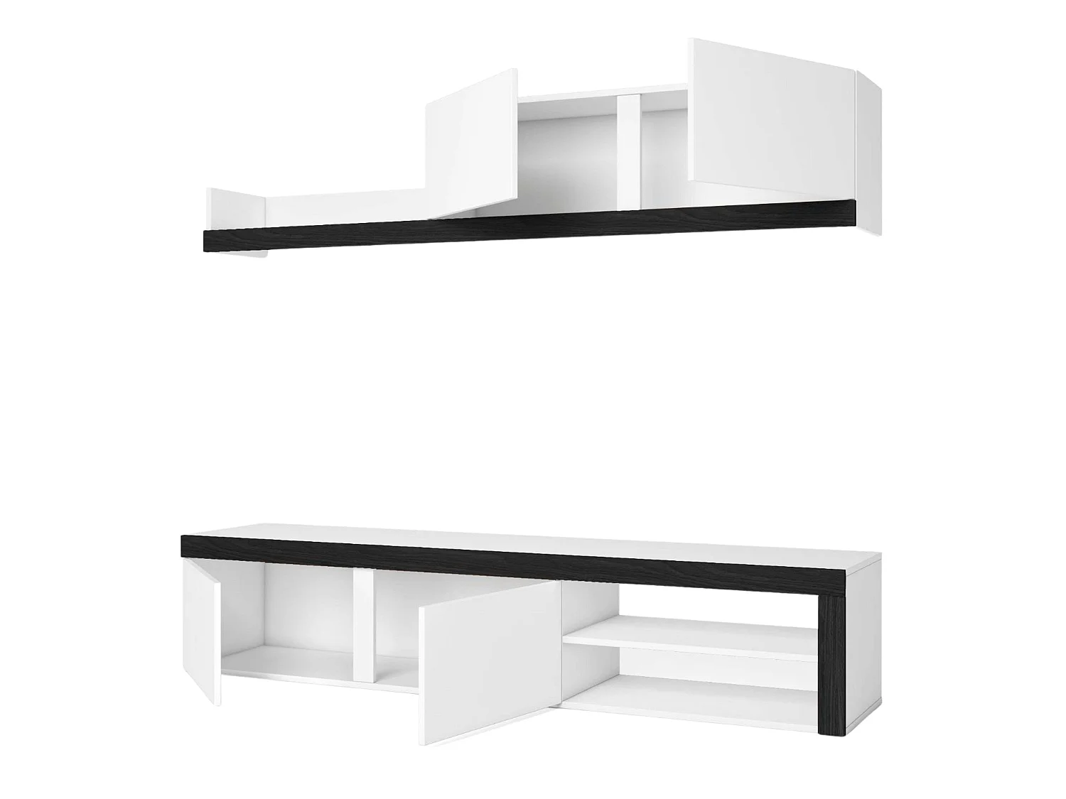 Conjunto de móveis para sala de estar Valco, preto e branco, 2 módulos, 180x39,9 cm