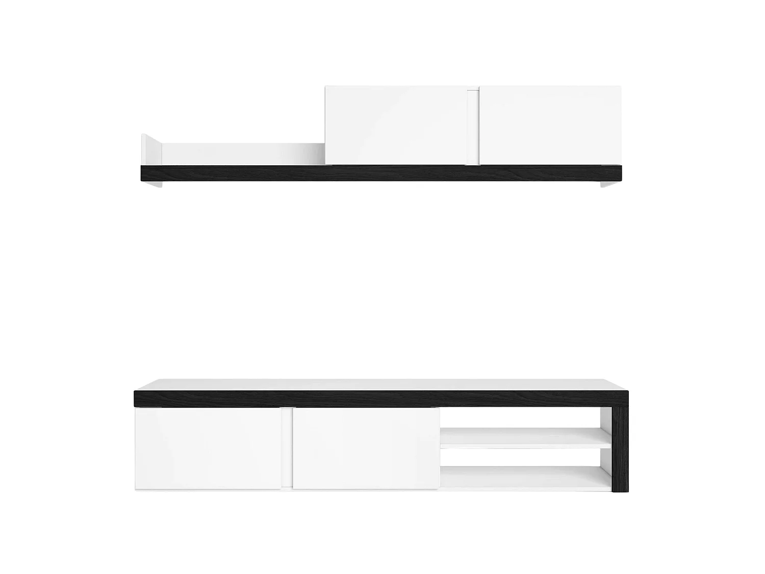 Conjunto de móveis para sala de estar Valco, preto e branco, 2 módulos, 180x39,9 cm