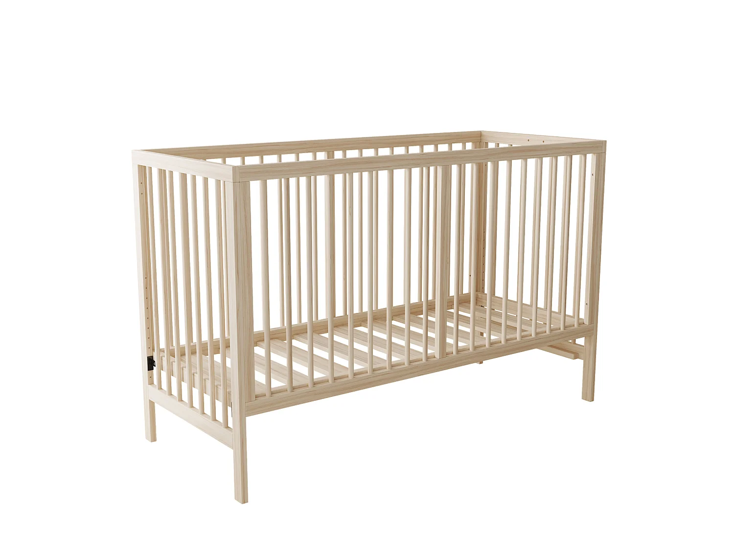 Lit bébé 120x60 cm convertible en lit d'appoint et bureau, en pin, naturel, sans matelas