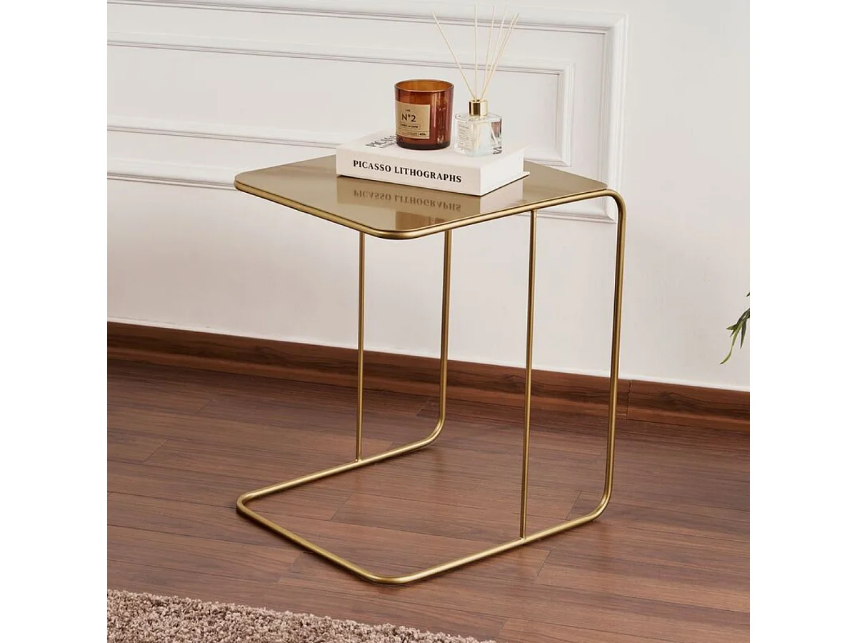 Bijzettafel met metalen blad H46 cm - OWEN