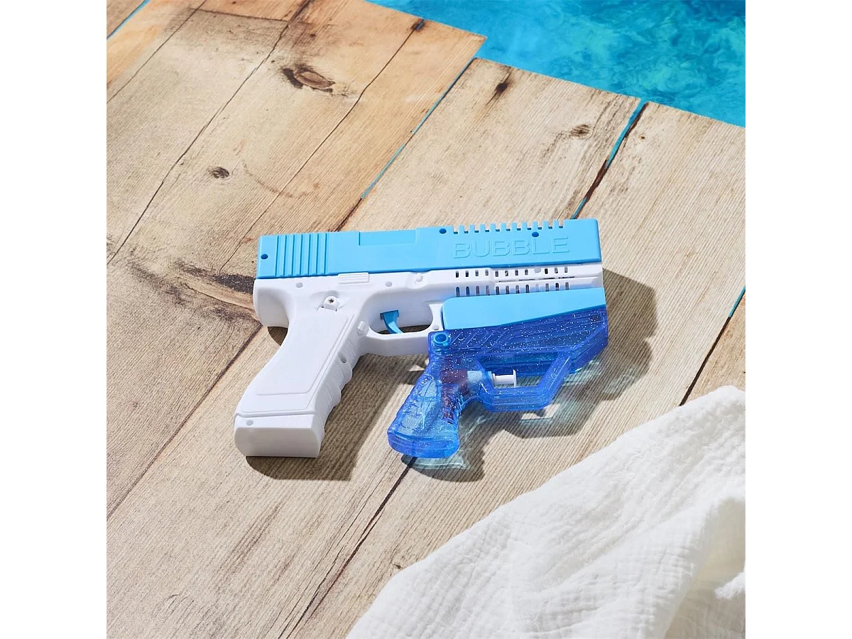 Pistolet 2 en 1 détachable à eau et bulles fonctionnant avec pile bleu et blanc