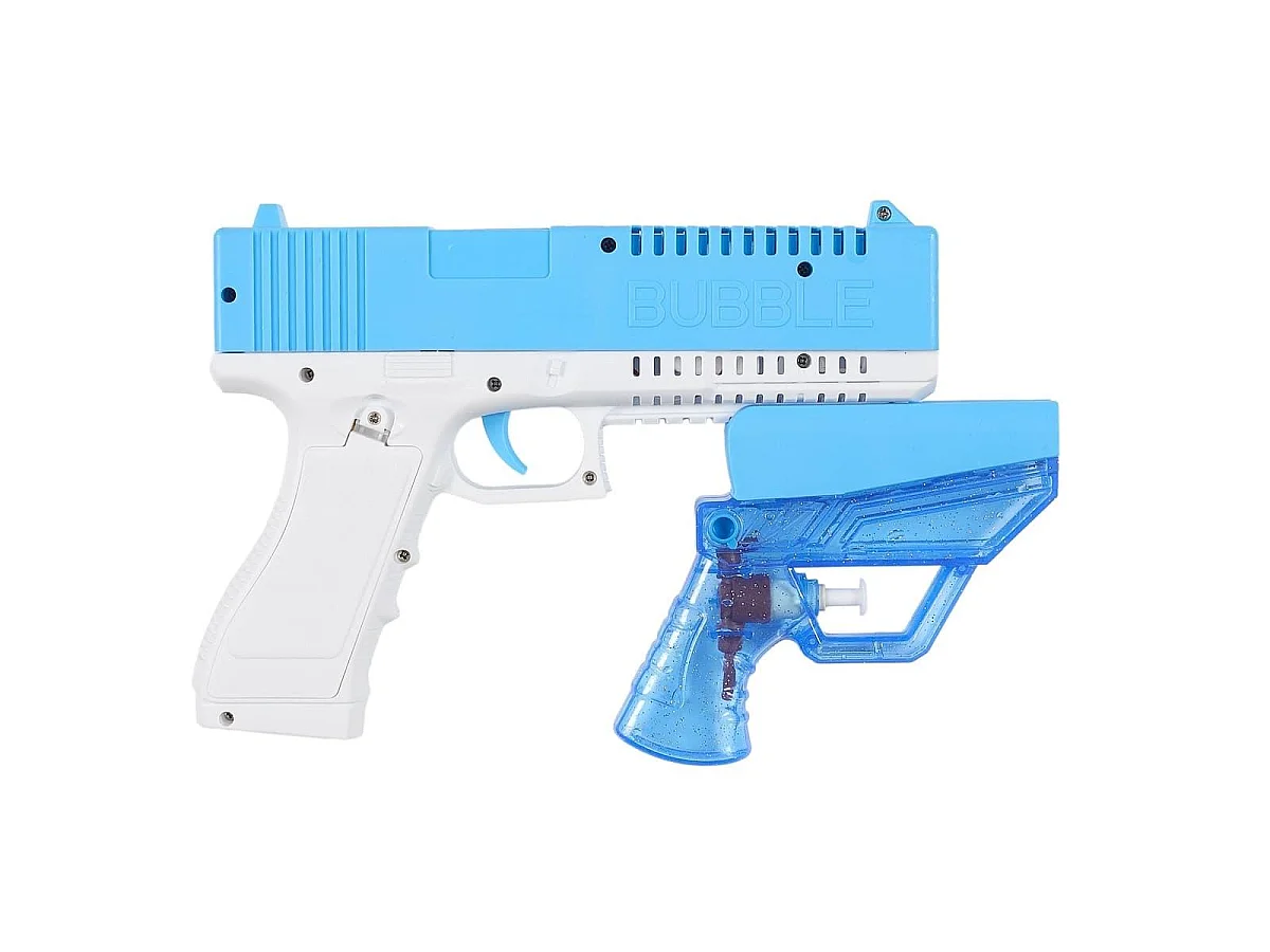 Pistolet 2 en 1 détachable à eau et bulles fonctionnant avec pile bleu et blanc