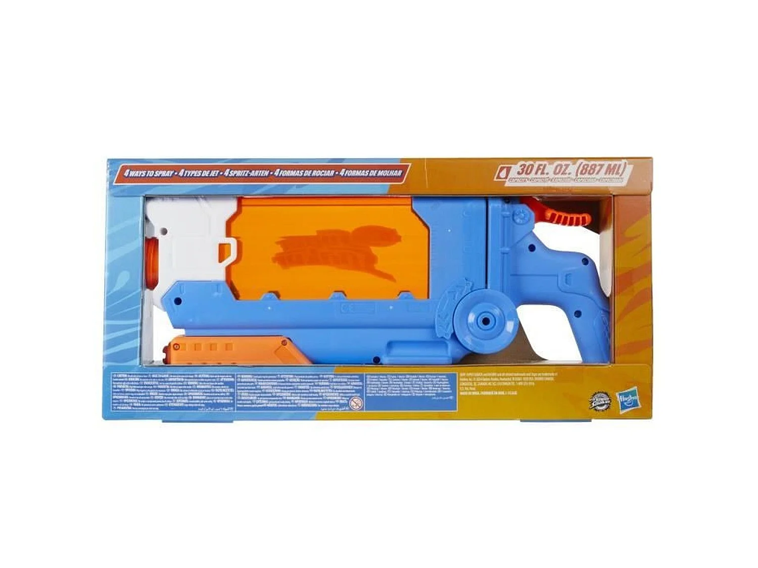 Pistolet à eau avec 4 styles de jet Super Soaker Flip Fill, 887 ml