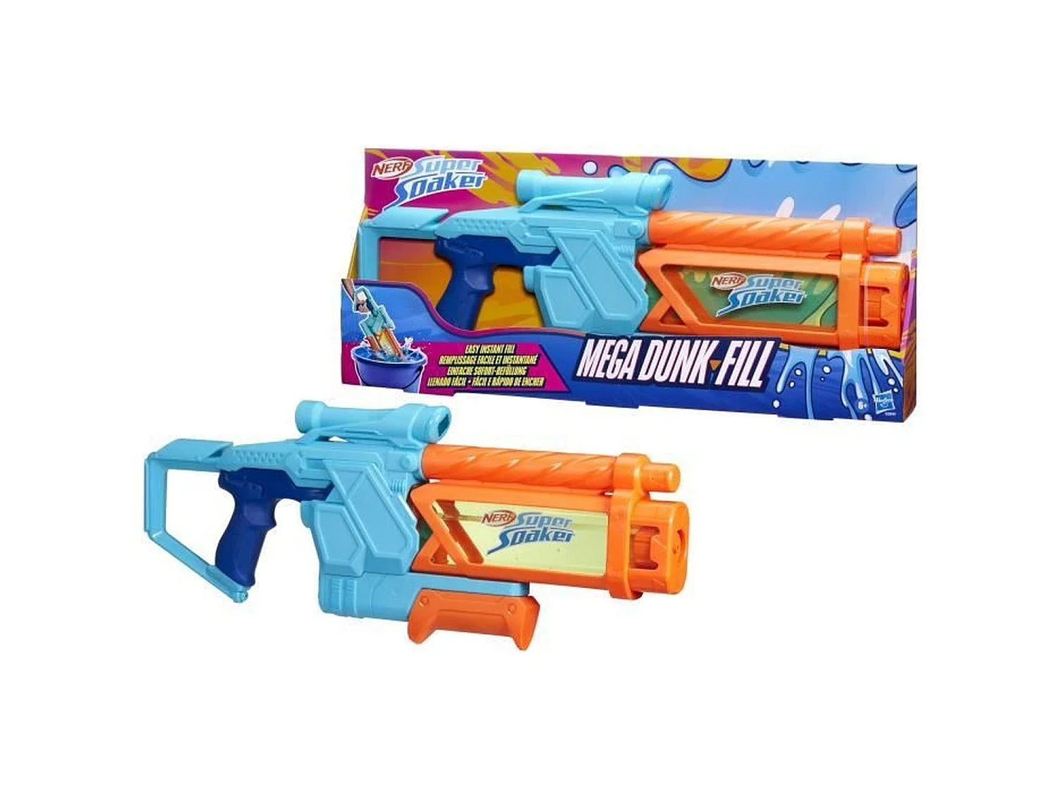 Pistolet à eau Mega Dunk-Fill, remplissage instantané facile, 1L
