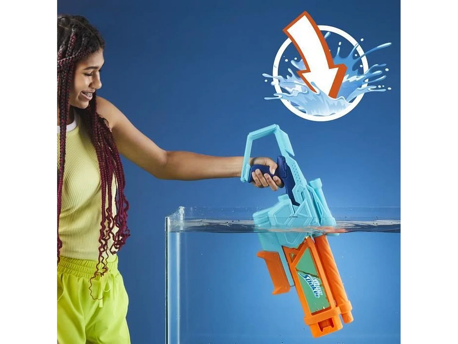 Pistolet à eau Mega Dunk-Fill, remplissage instantané facile, 1L