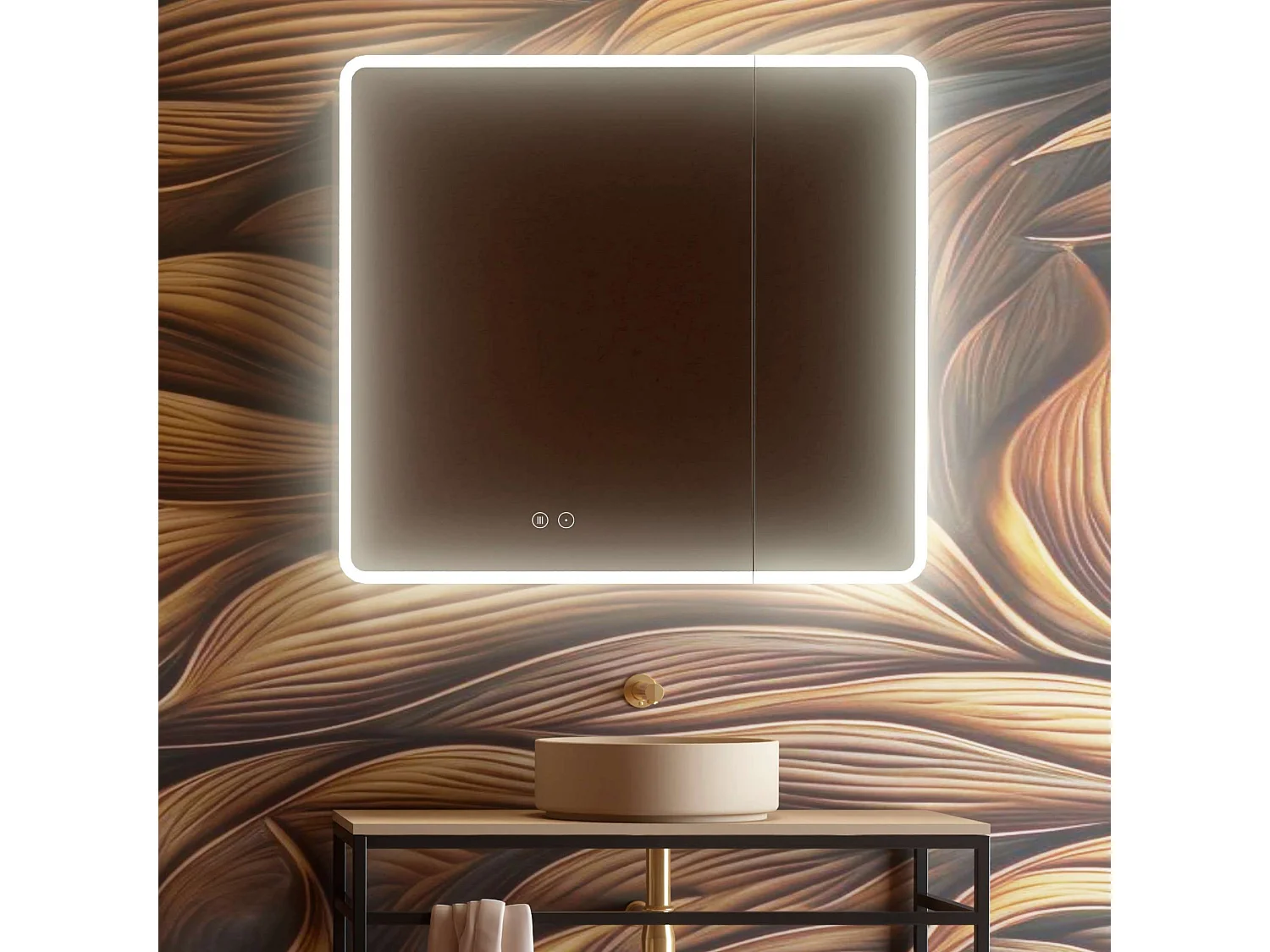 Armoire de toilette miroir LED Variable L78x70 cm avec commande ON/OFF et anti-buée en façade - AURA