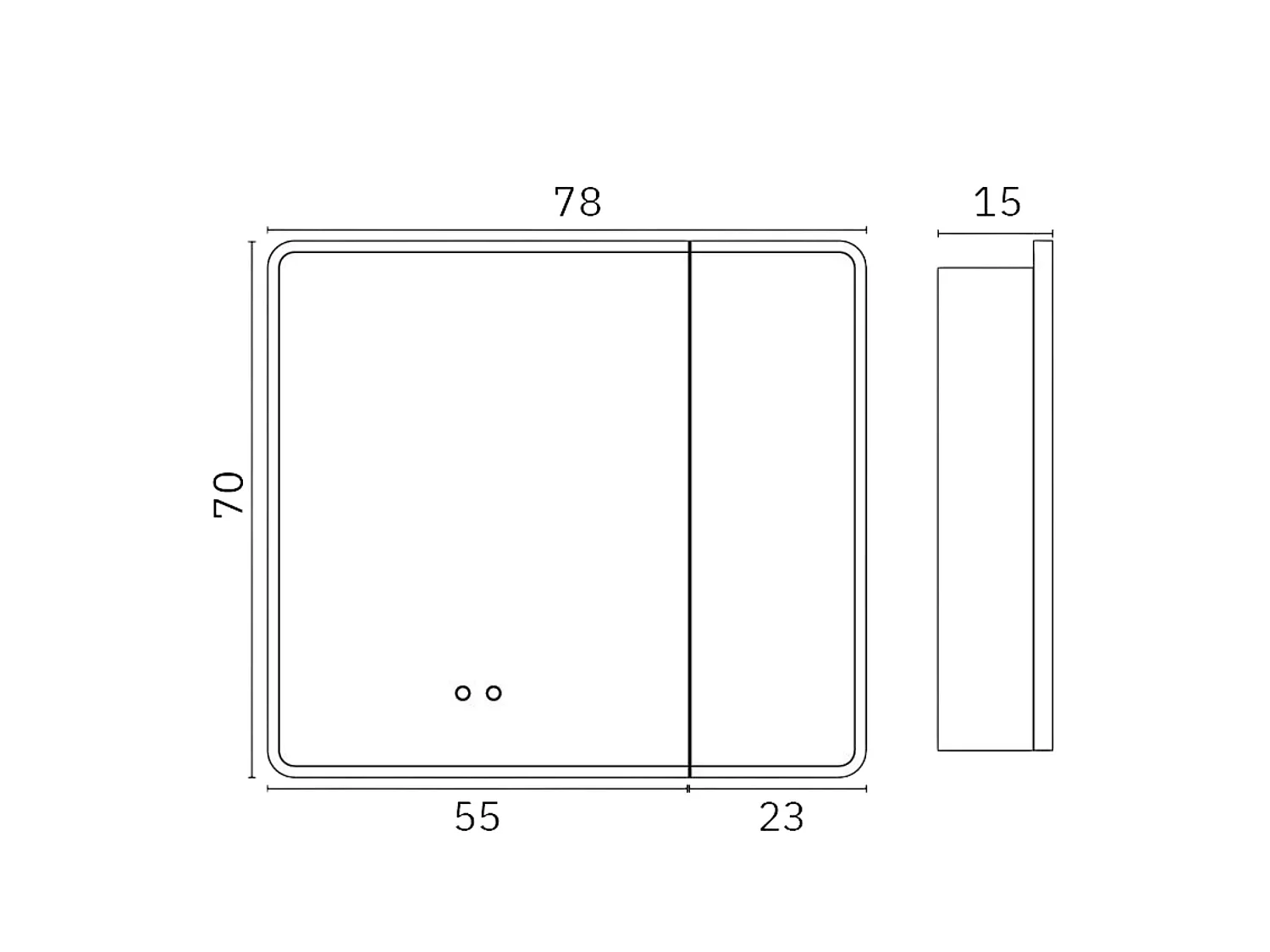 Armoire de toilette miroir LED Variable L78x70 cm avec commande ON/OFF et anti-buée en façade - AURA