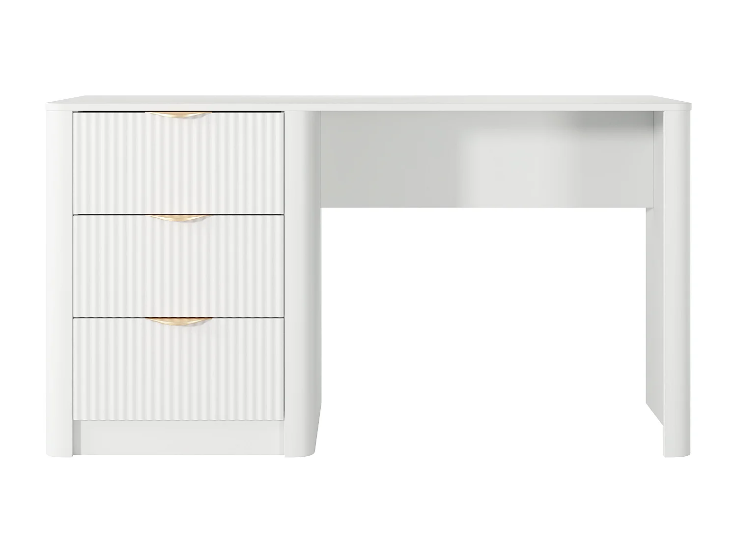 Bureau avec 3 tiroirs – Blanc et doré - ELONARIA