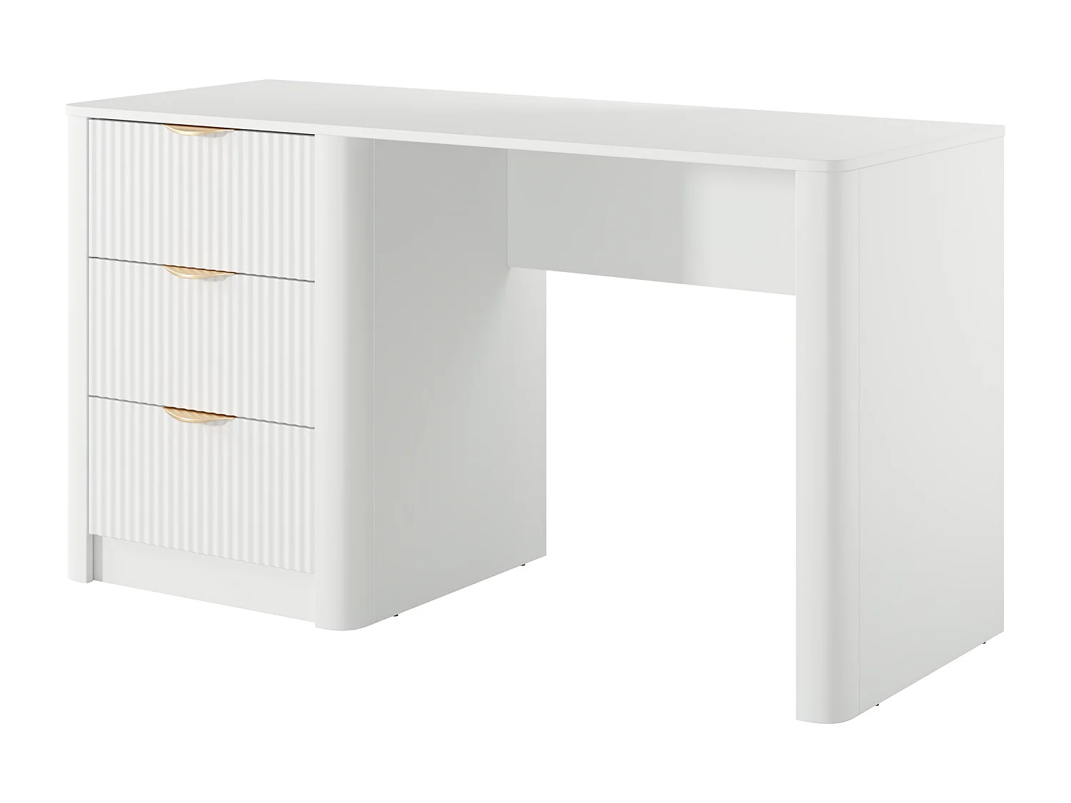 Bureau avec 3 tiroirs – Blanc et doré - ELONARIA