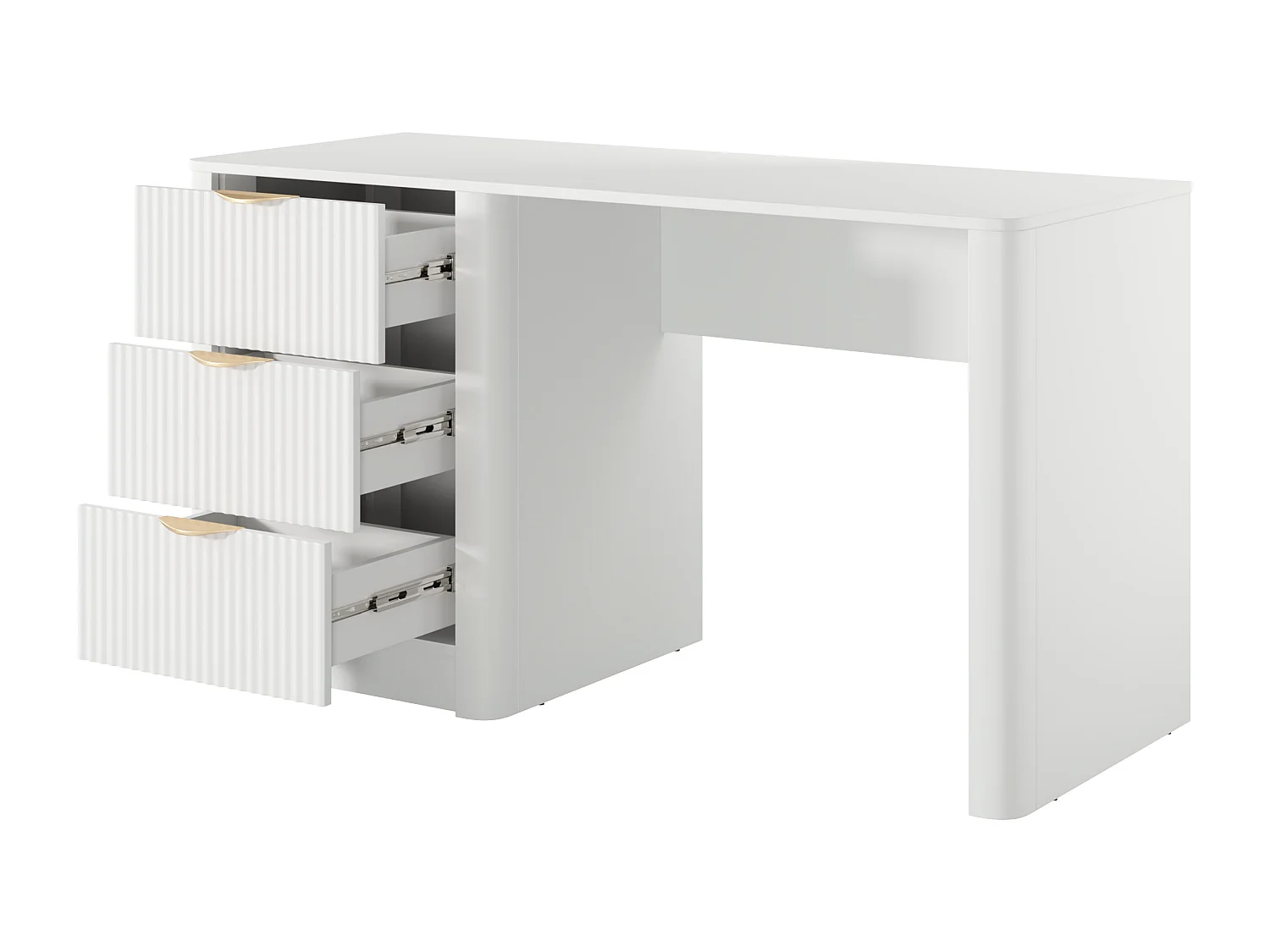 Bureau avec 3 tiroirs – Blanc et doré - ELONARIA