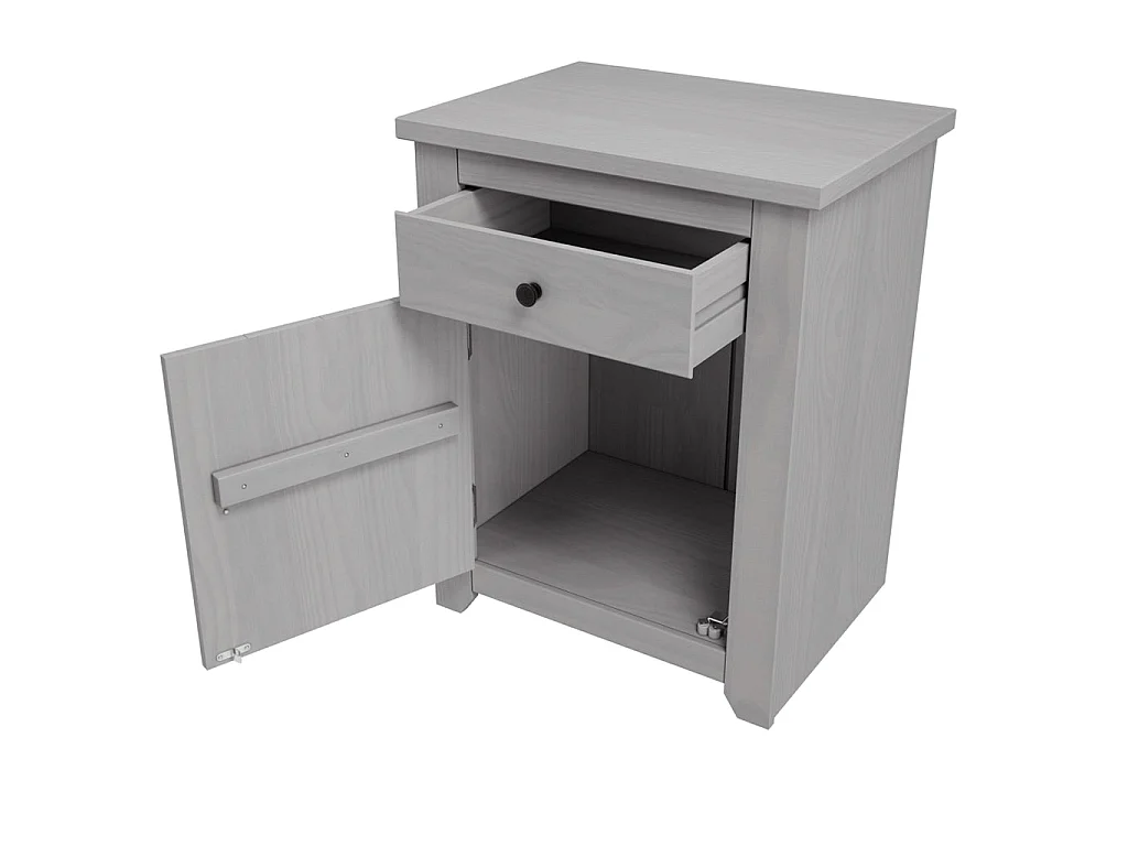 Tralee Grey Washed Pine Bedside Cabinet 1 Drawer 1 Door
