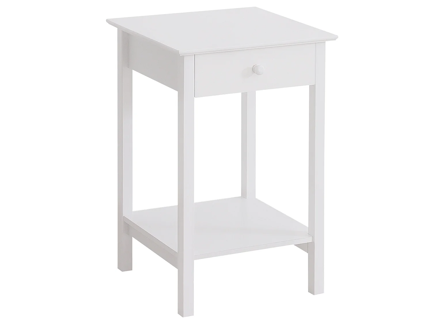 Neka White Bedside Table Drawer and Open Shelf 39x39x61cm