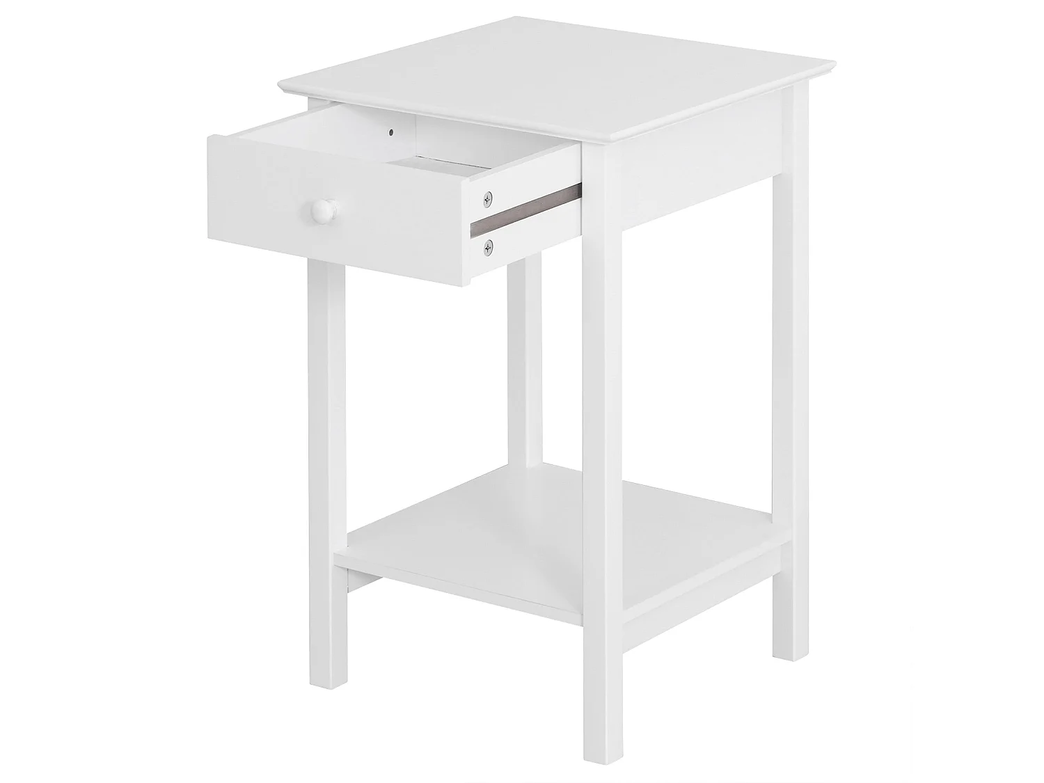 Neka White Bedside Table Drawer and Open Shelf 39x39x61cm