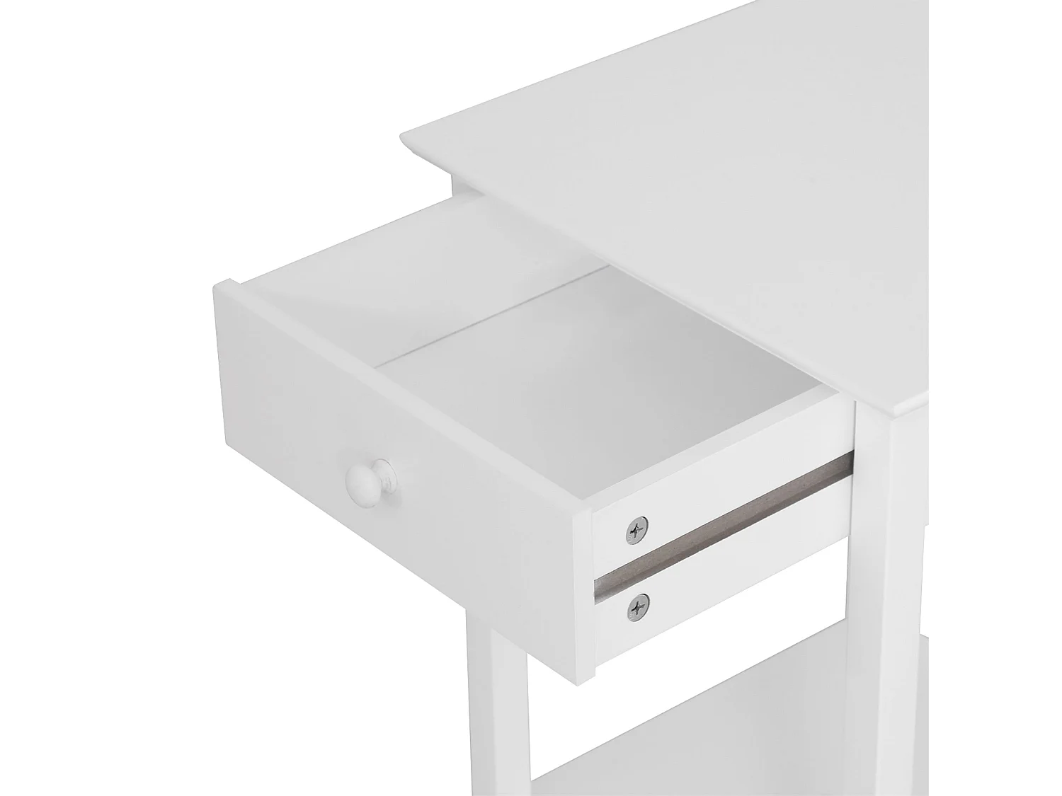 Neka White Bedside Table Drawer and Open Shelf 39x39x61cm