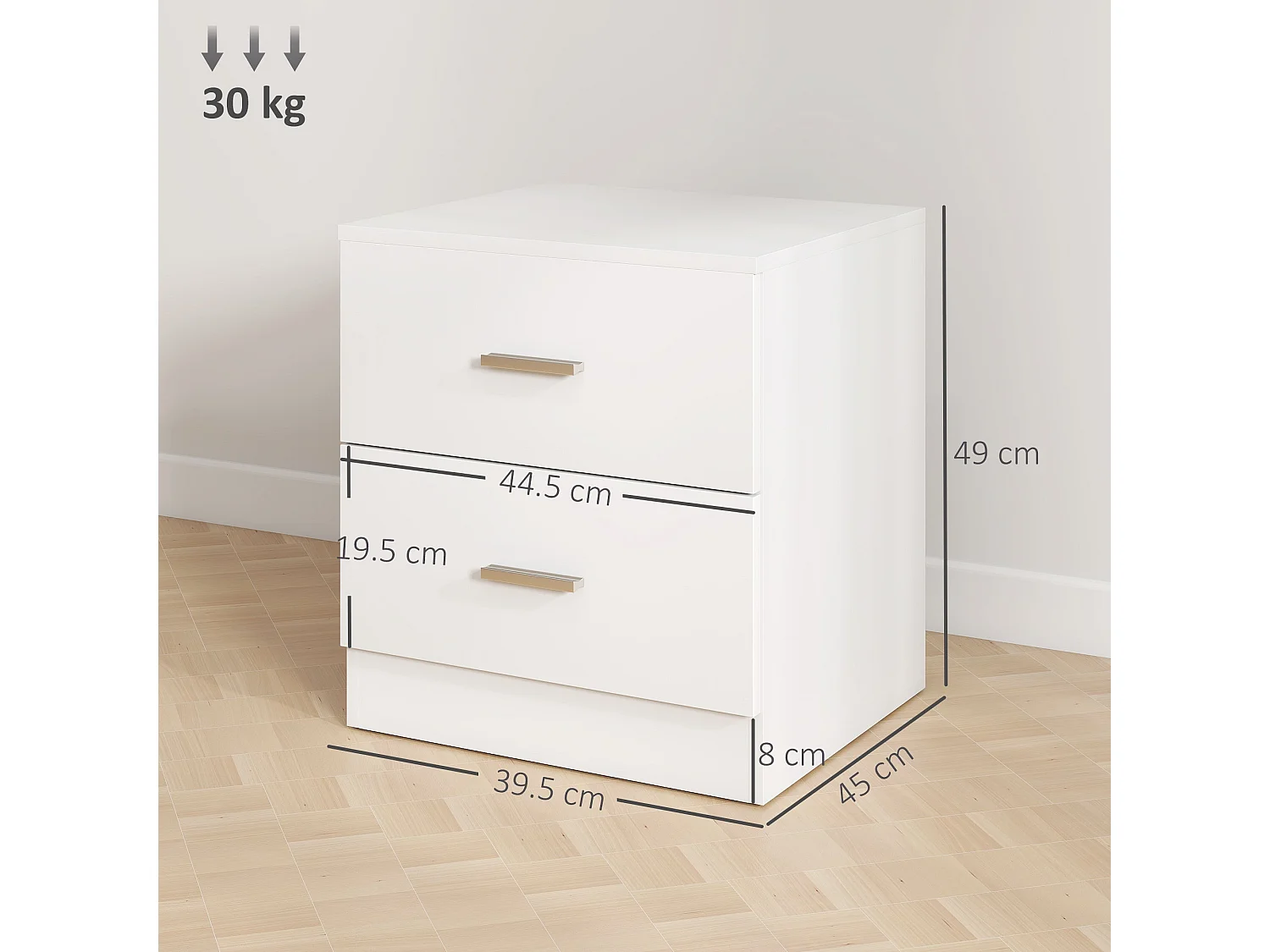 Kefa Yoka White Bedside Table Modern 2 Drawer Nightstand