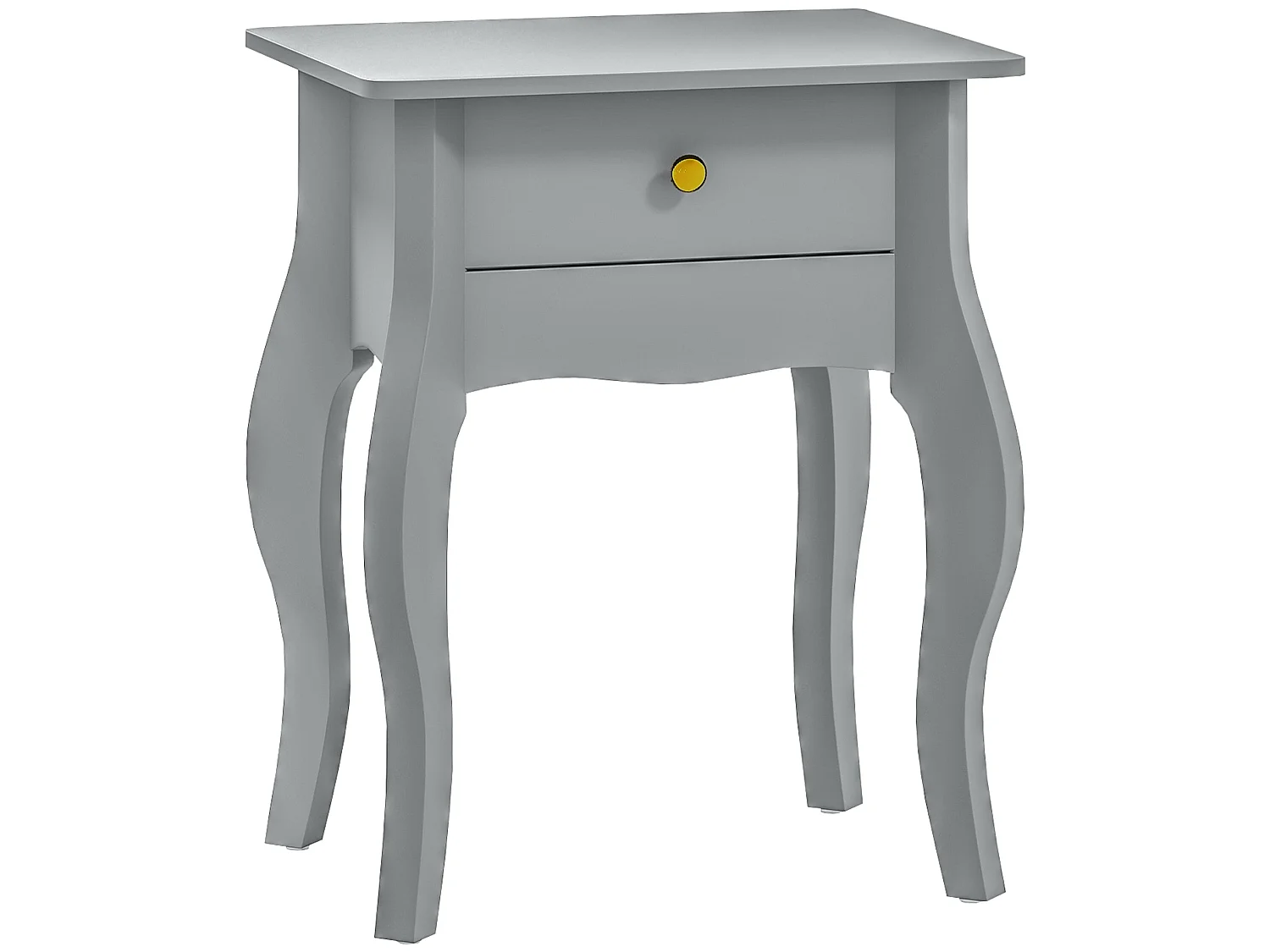 Noha Grey French Style Side Table with Drawer Painted MDF Gold Handle