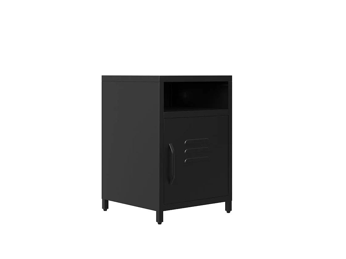 Sassafras Industrial Black Metal Bedside Table 1 Door