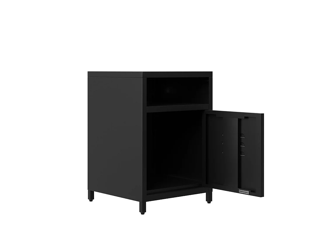 Sassafras Industrial Black Metal Bedside Table 1 Door