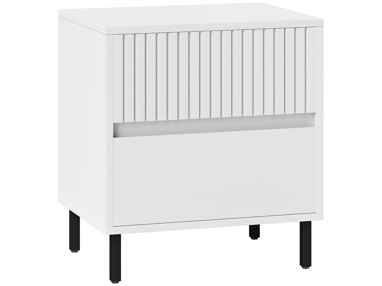 Cove White 2 Drawer Bedside Table Modern Line Detail