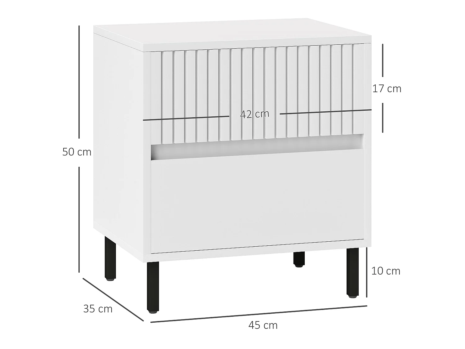 Cove White 2 Drawer Bedside Table Modern Line Detail