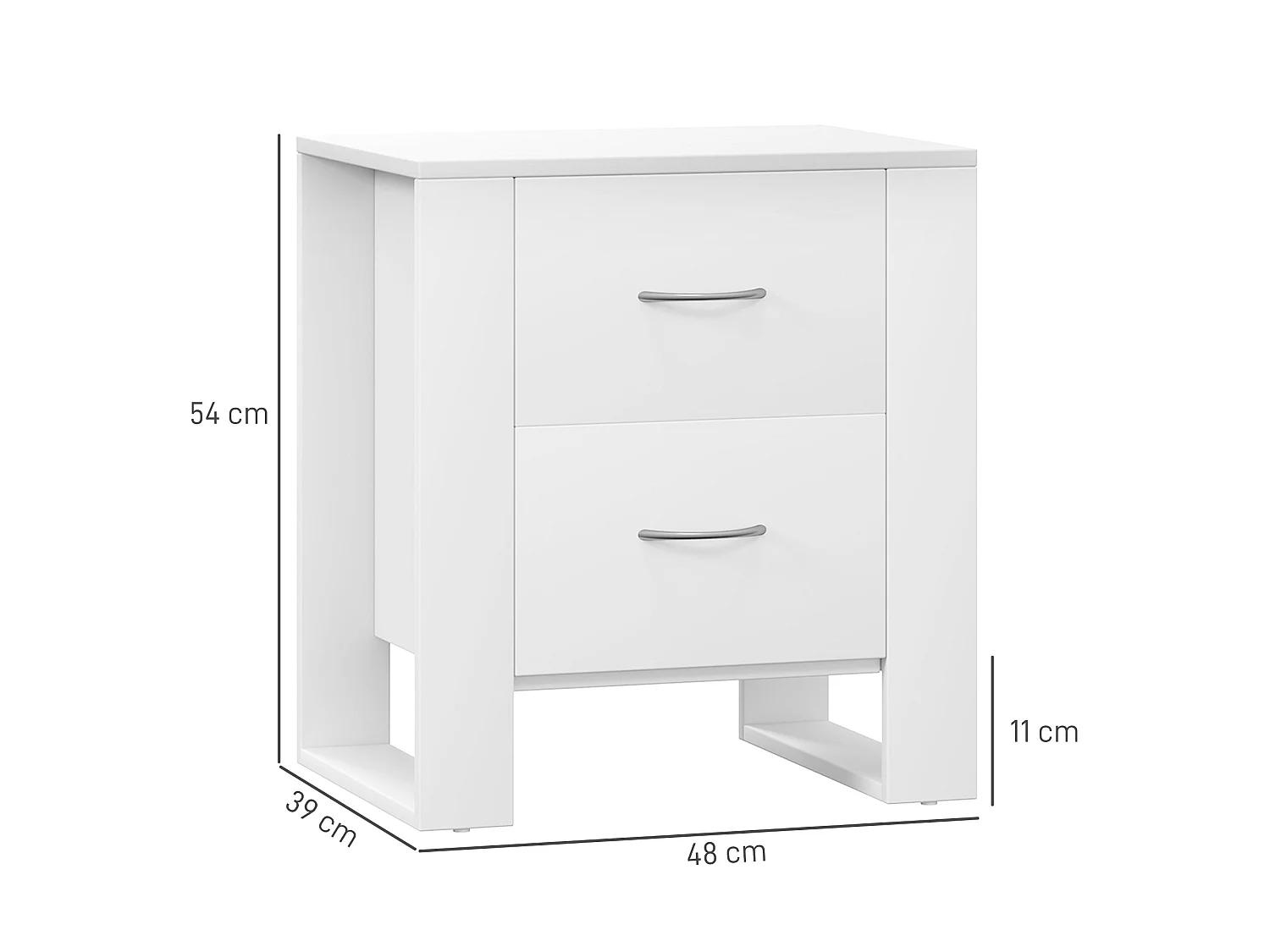 Zivika Momo Set of 2 White Bedside Tables 2 Drawers Silver Handles