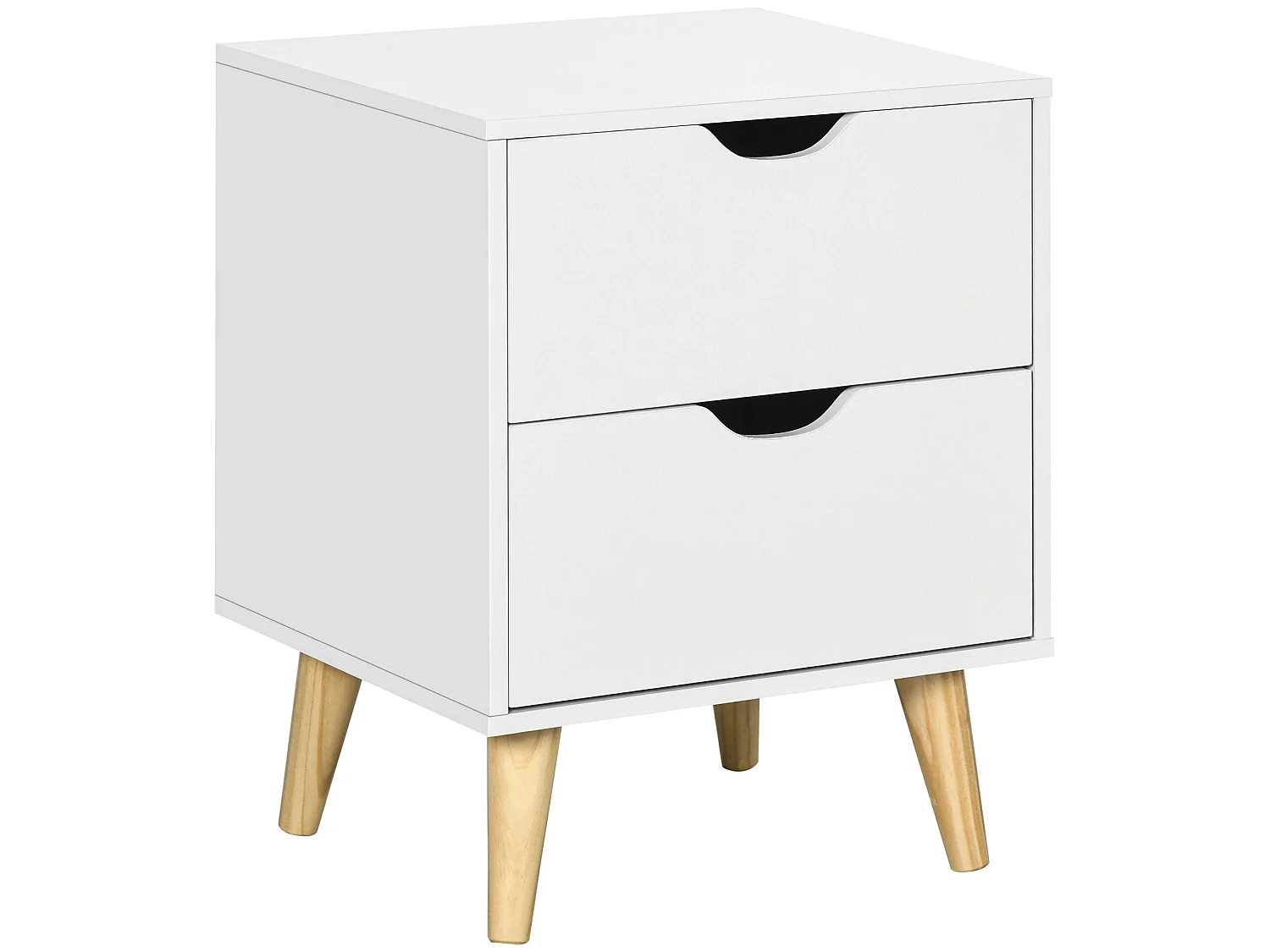 Dodomi Suke 2 Drawer Bedside Table White with Natural Pine Legs