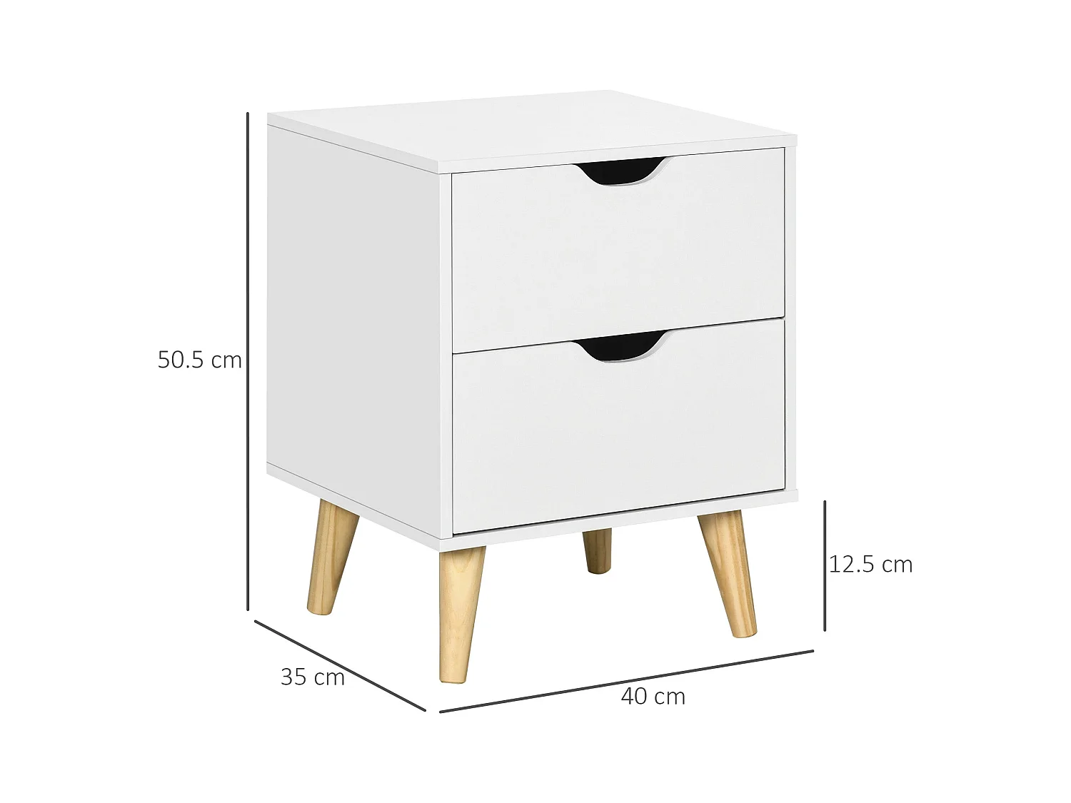 Dodomi Suke 2 Drawer Bedside Table White with Natural Pine Legs