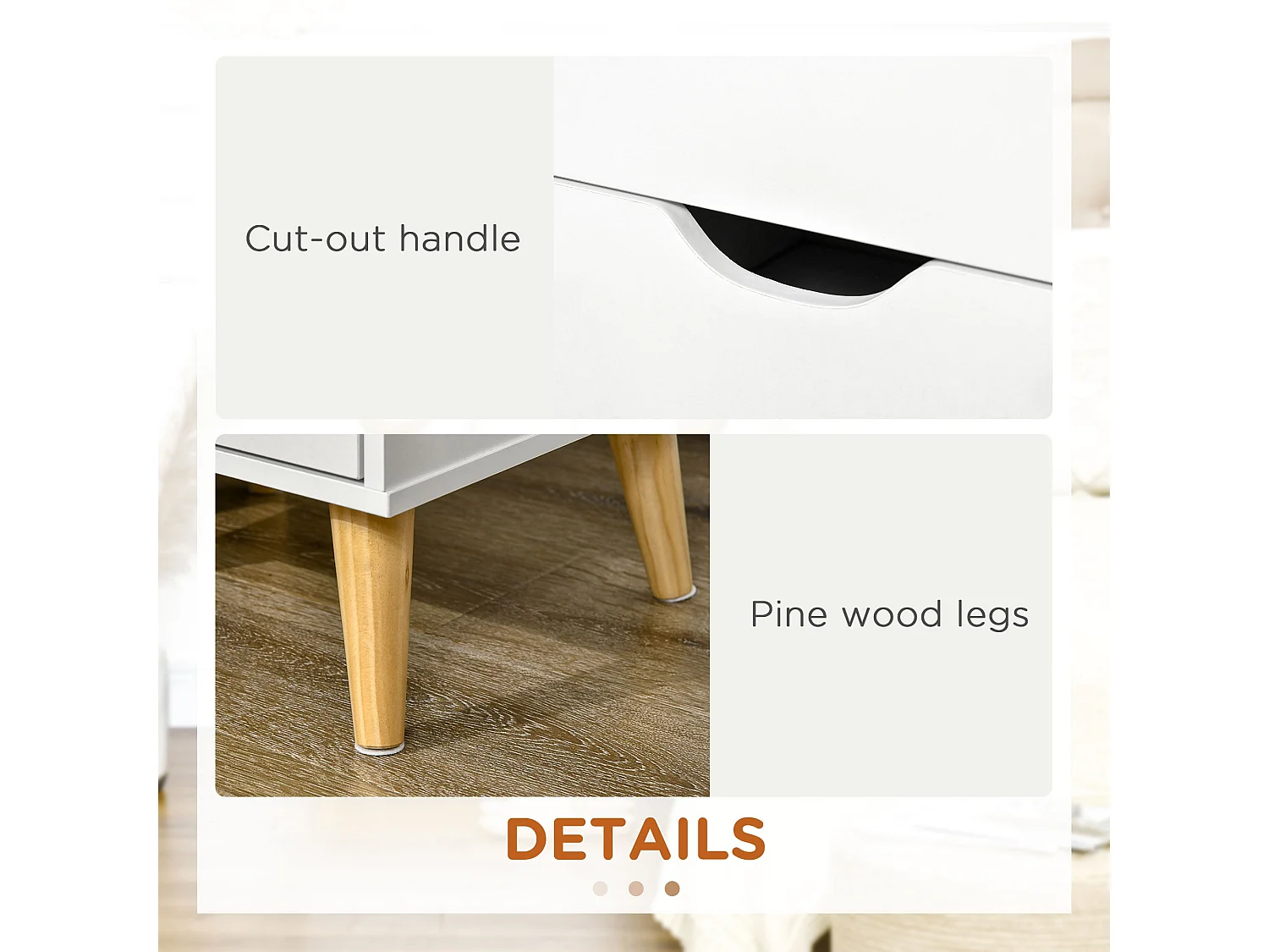 Dodomi Suke 2 Drawer Bedside Table White with Natural Pine Legs