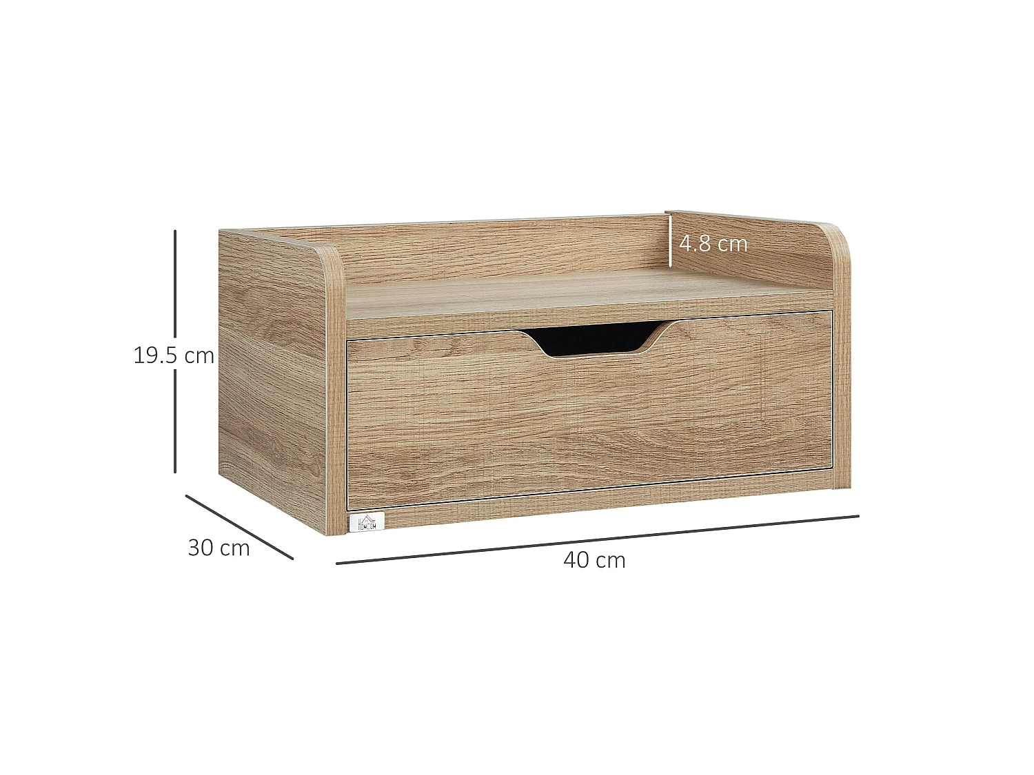 Set of 2 Natural Wood Floating Nightstands with Drawer Wall Mounted