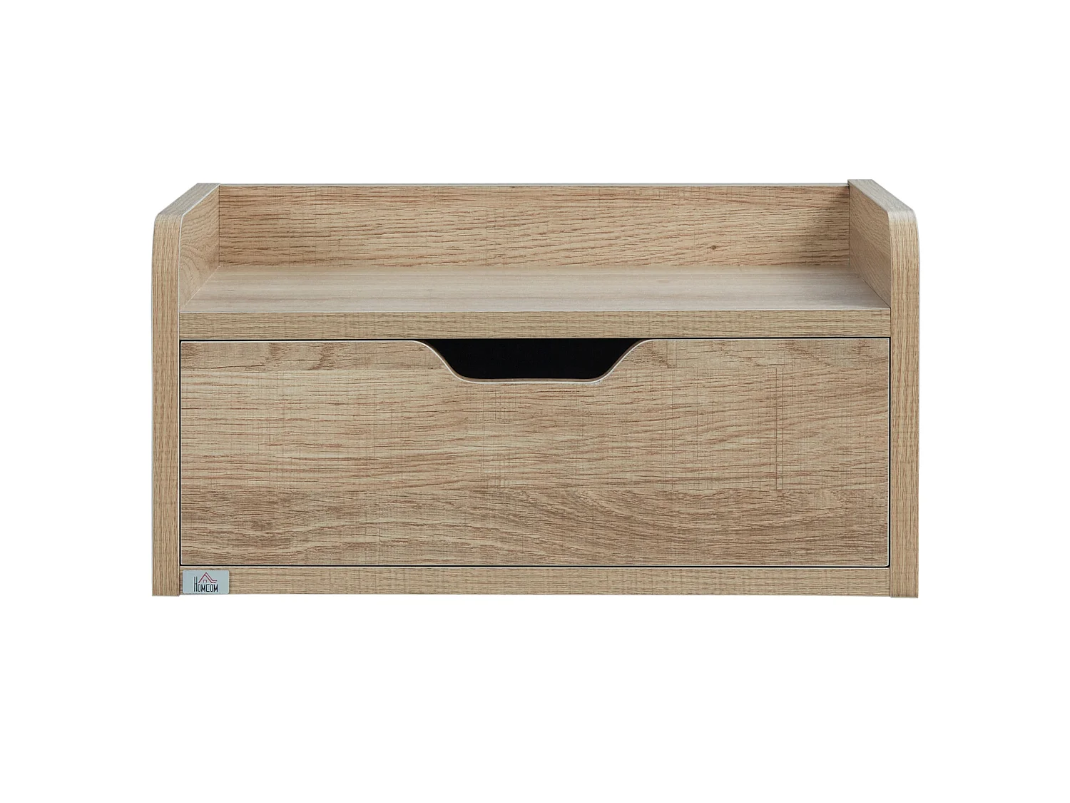 Set of 2 Natural Wood Floating Nightstands with Drawer Wall Mounted