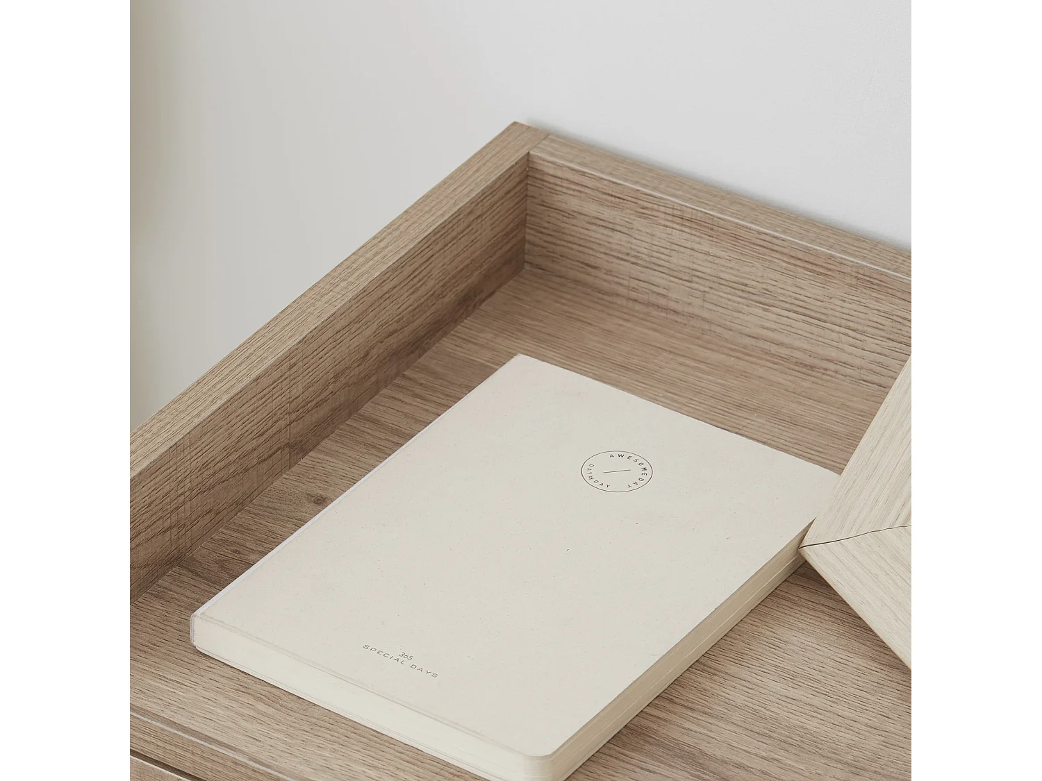 Set of 2 Natural Wood Floating Nightstands with Drawer Wall Mounted